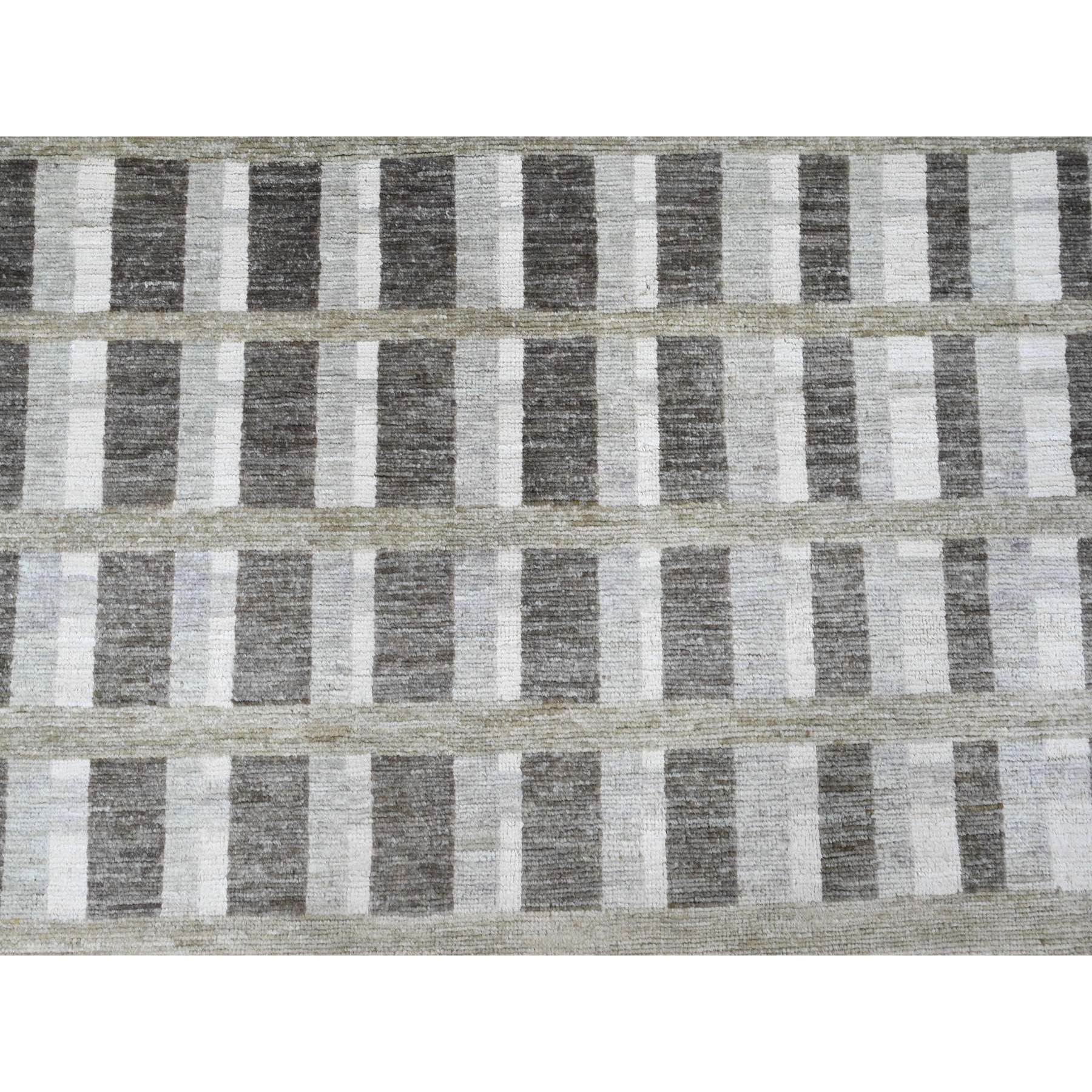 8'8"x11'8" Beaver Brown, Bauhaus Inspired Criss Cross Line Design, Hand Knotted, 100% Wool, Oriental Rug Sh89774