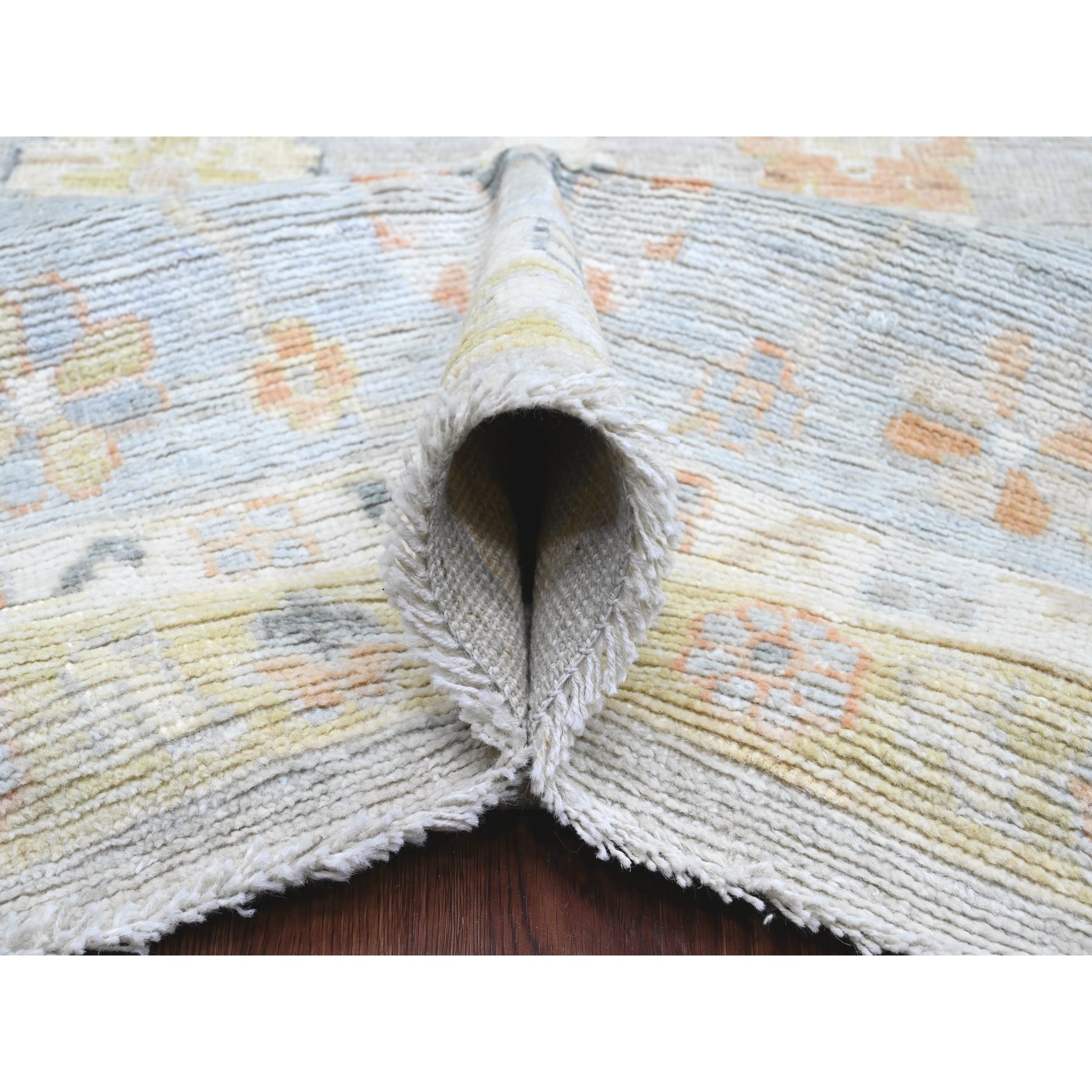 9'9"x17'3" Spanish Gray, 100% Wool, Afghan Angora Oushak with All Over Vines Design, Natural Dyes, Hand Knotted, Galley Size, Wide Runner, Oriental Rug Sh89775