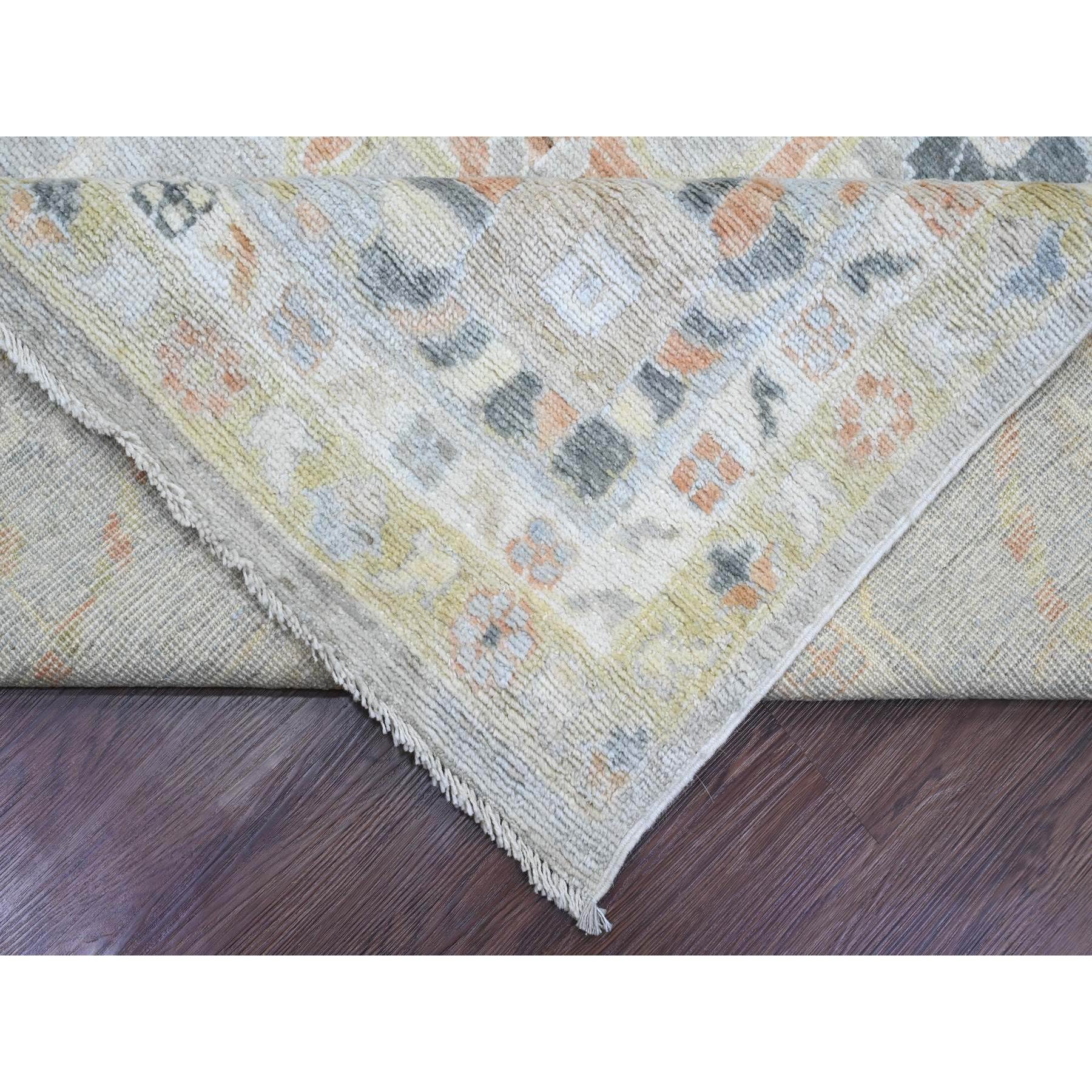 9'9"x17'3" Spanish Gray, 100% Wool, Afghan Angora Oushak with All Over Vines Design, Natural Dyes, Hand Knotted, Galley Size, Wide Runner, Oriental Rug Sh89775
