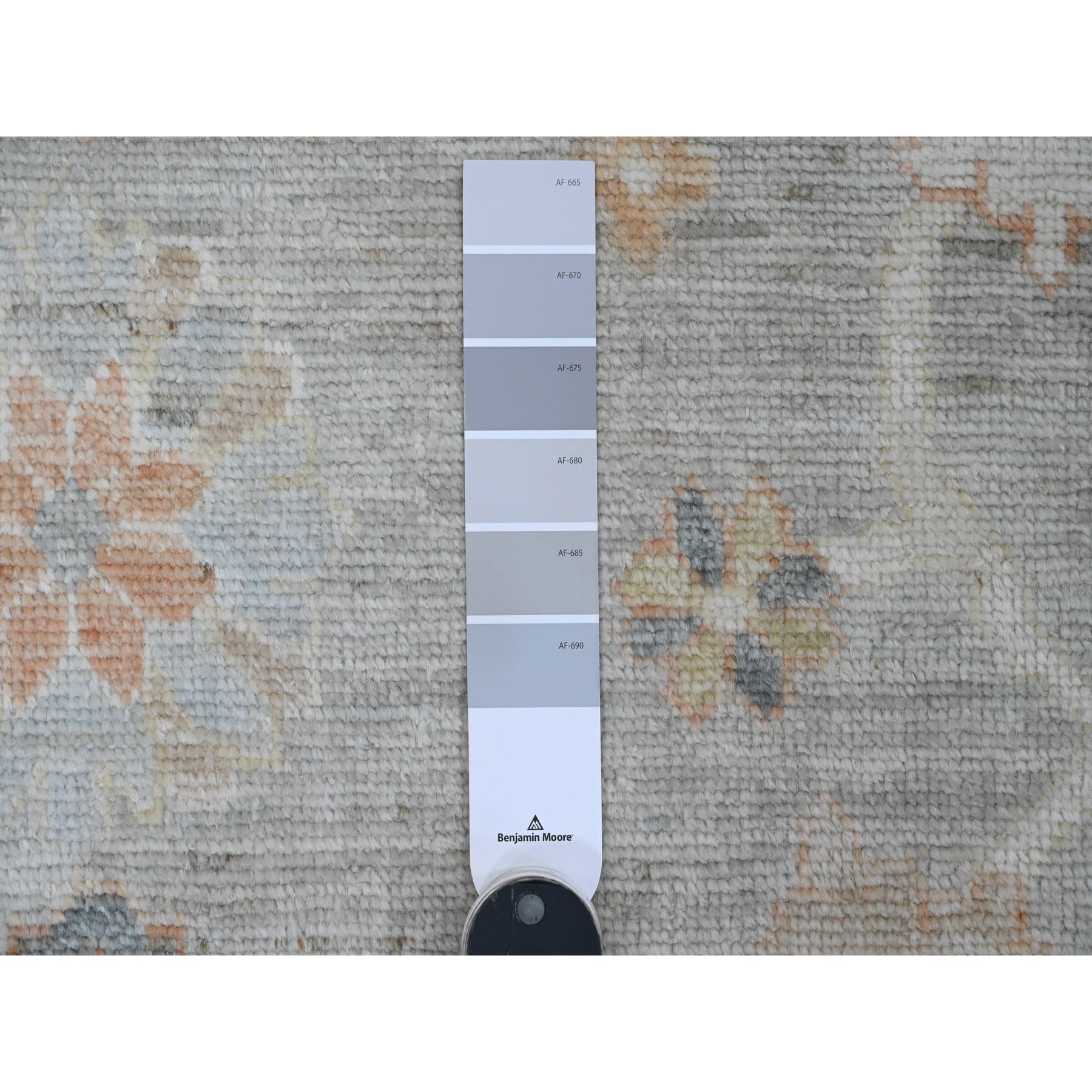 9'9"x17'3" Spanish Gray, 100% Wool, Afghan Angora Oushak with All Over Vines Design, Natural Dyes, Hand Knotted, Galley Size, Wide Runner, Oriental Rug Sh89775