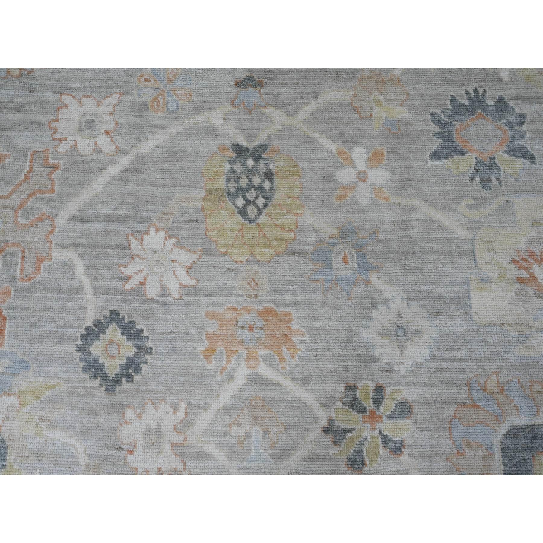 9'9"x17'3" Spanish Gray, 100% Wool, Afghan Angora Oushak with All Over Vines Design, Natural Dyes, Hand Knotted, Galley Size, Wide Runner, Oriental Rug Sh89775