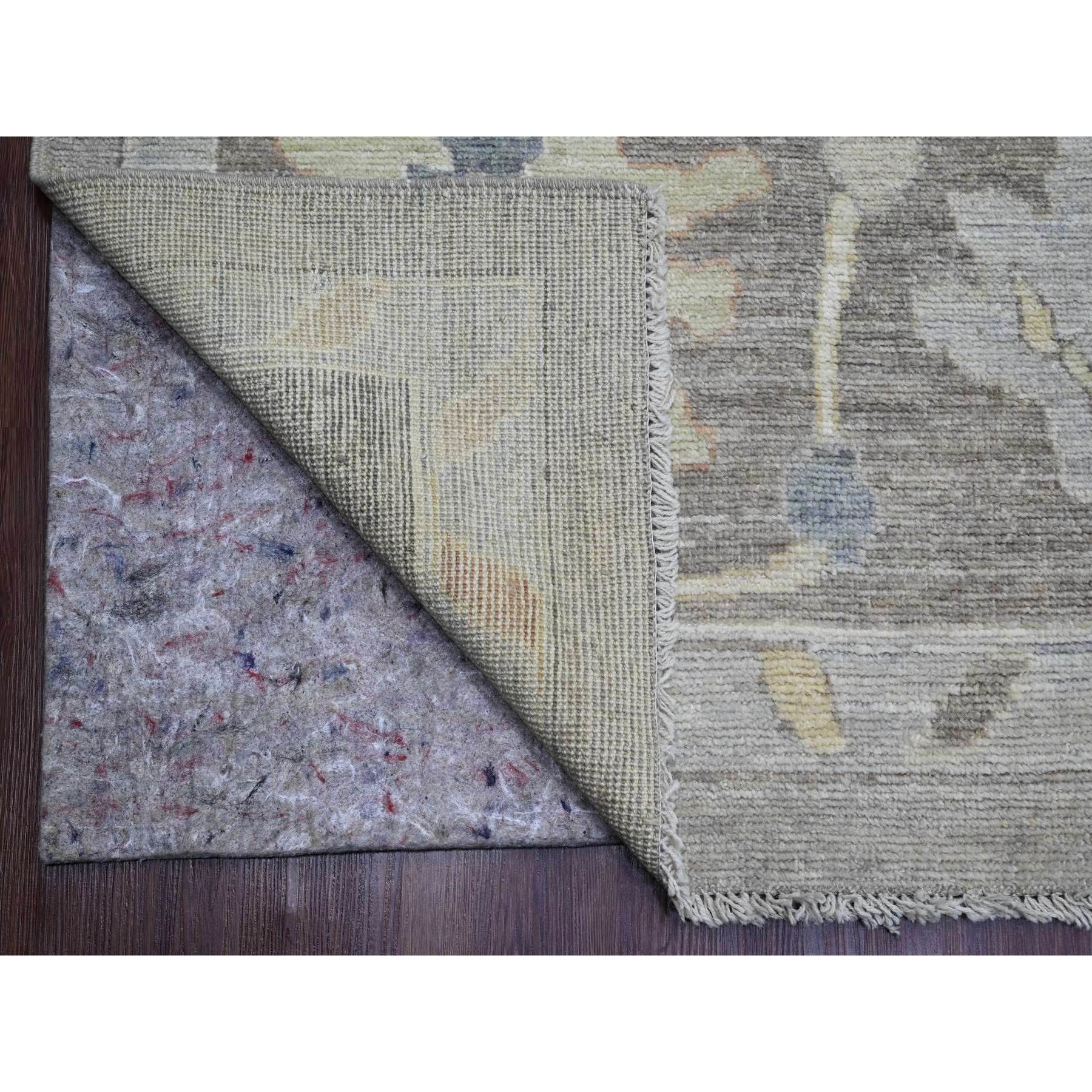 10'x13'8" Medium Gray, Hand Knotted, Colorful Leaf Design, Afghan Angora Oushak, Veggie Dyes, Pure Wool, Oriental Rug Sh89776