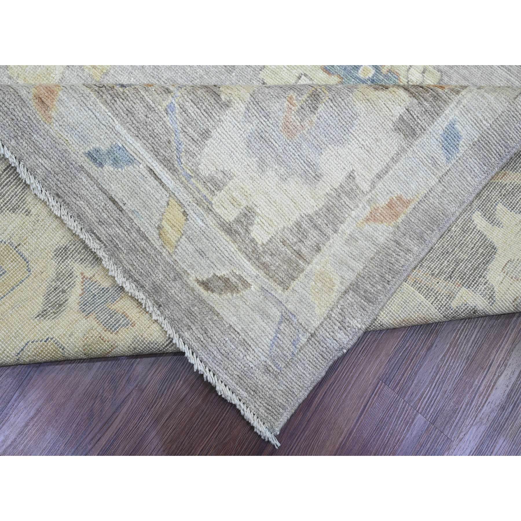 10'x13'8" Medium Gray, Hand Knotted, Colorful Leaf Design, Afghan Angora Oushak, Veggie Dyes, Pure Wool, Oriental Rug Sh89776