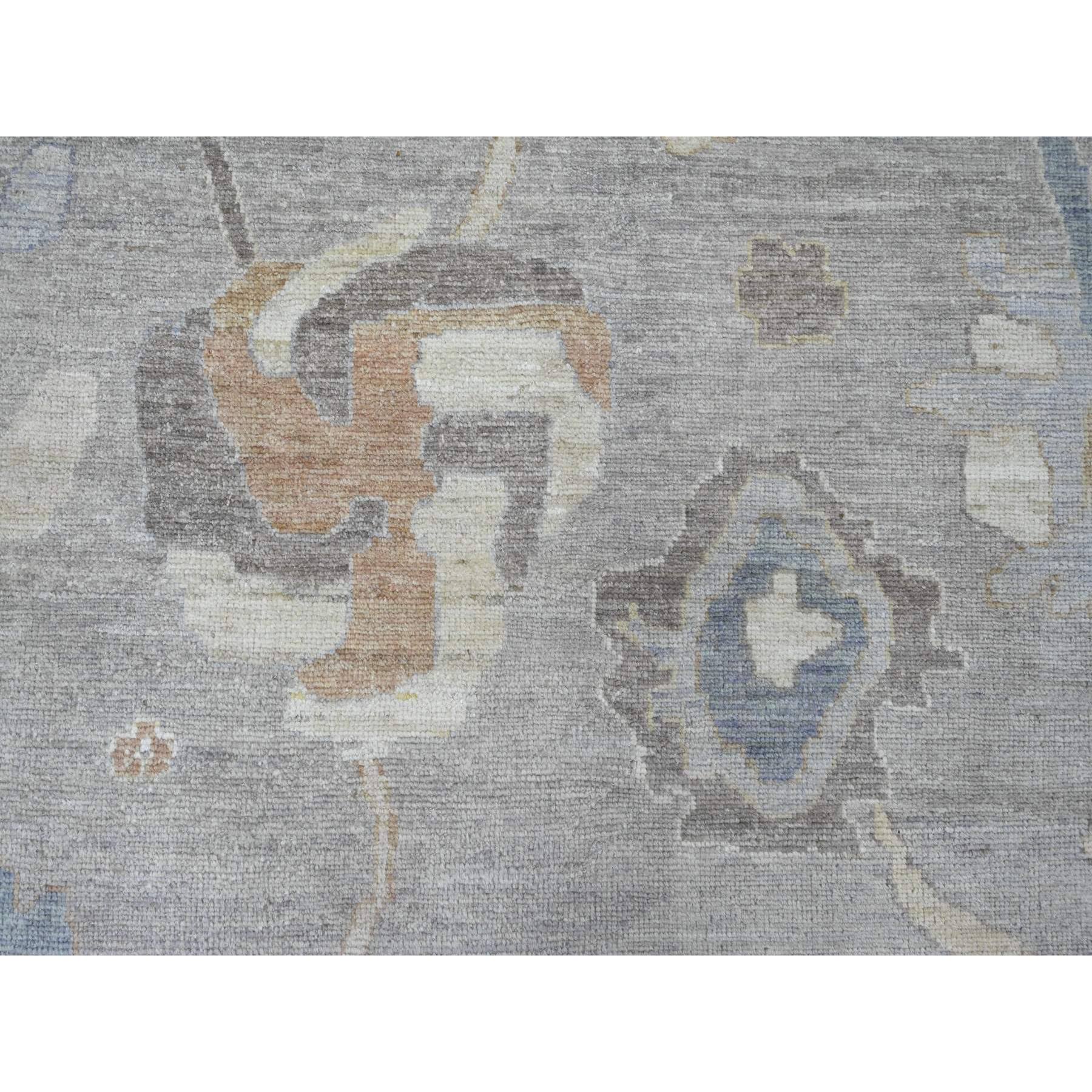 10'x13'8" Medium Gray, Hand Knotted, Colorful Leaf Design, Afghan Angora Oushak, Veggie Dyes, Pure Wool, Oriental Rug Sh89776