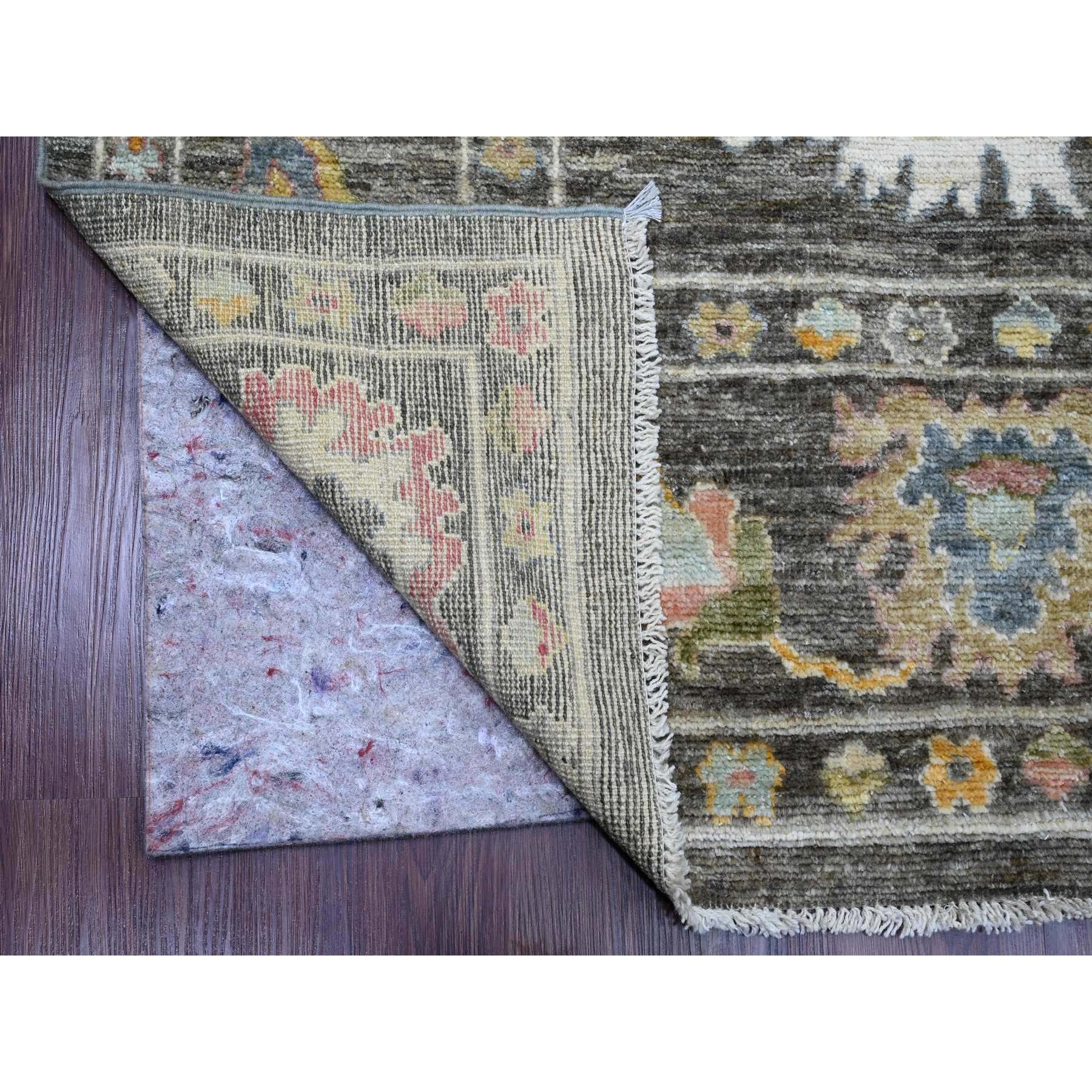 8'x9'10" Umber Brown, 100% Wool, Natural Dyes, Afghan Angora Oushak with Floral Pattern, Hand Knotted, Oriental Rug Sh89777