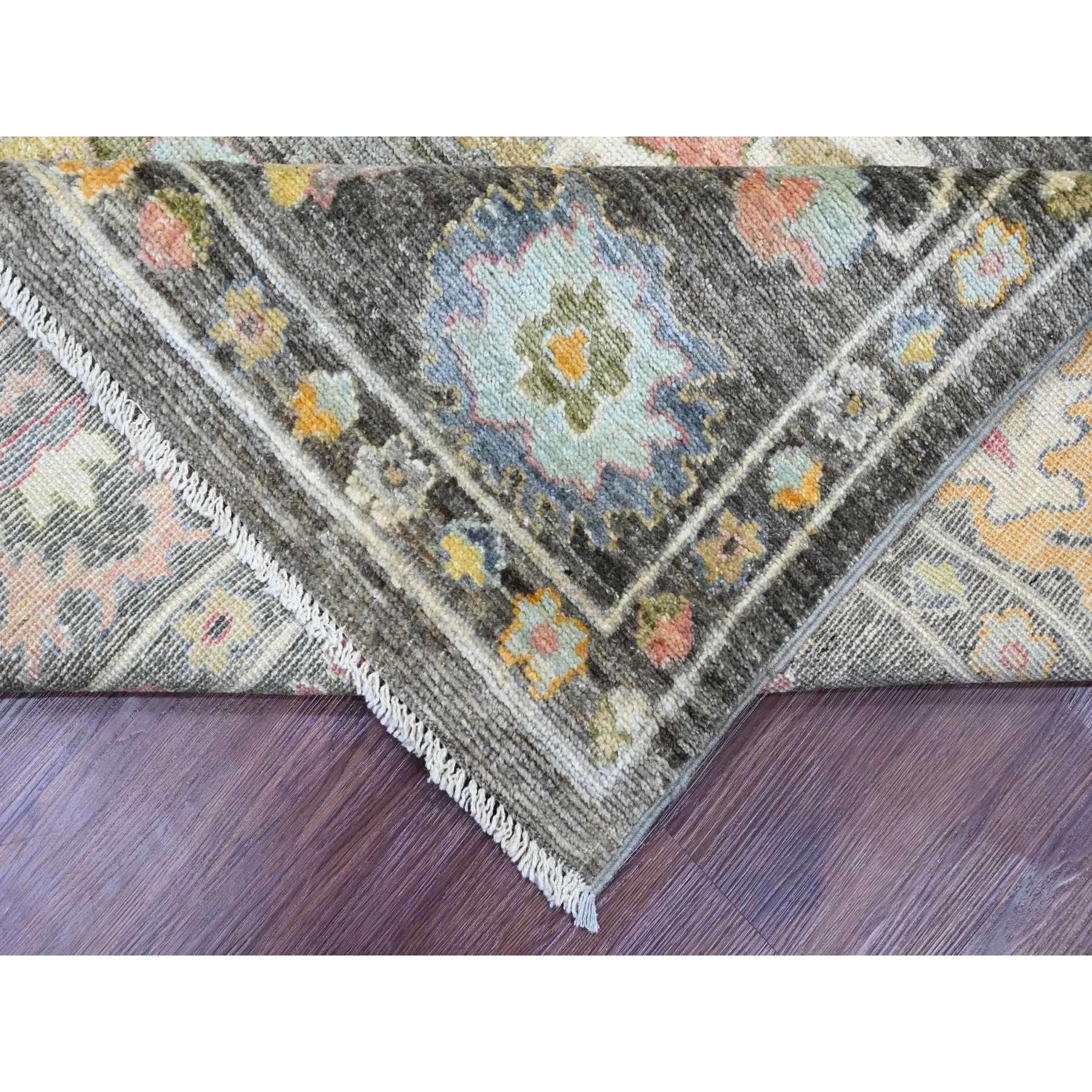 8'x9'10" Umber Brown, 100% Wool, Natural Dyes, Afghan Angora Oushak with Floral Pattern, Hand Knotted, Oriental Rug Sh89777