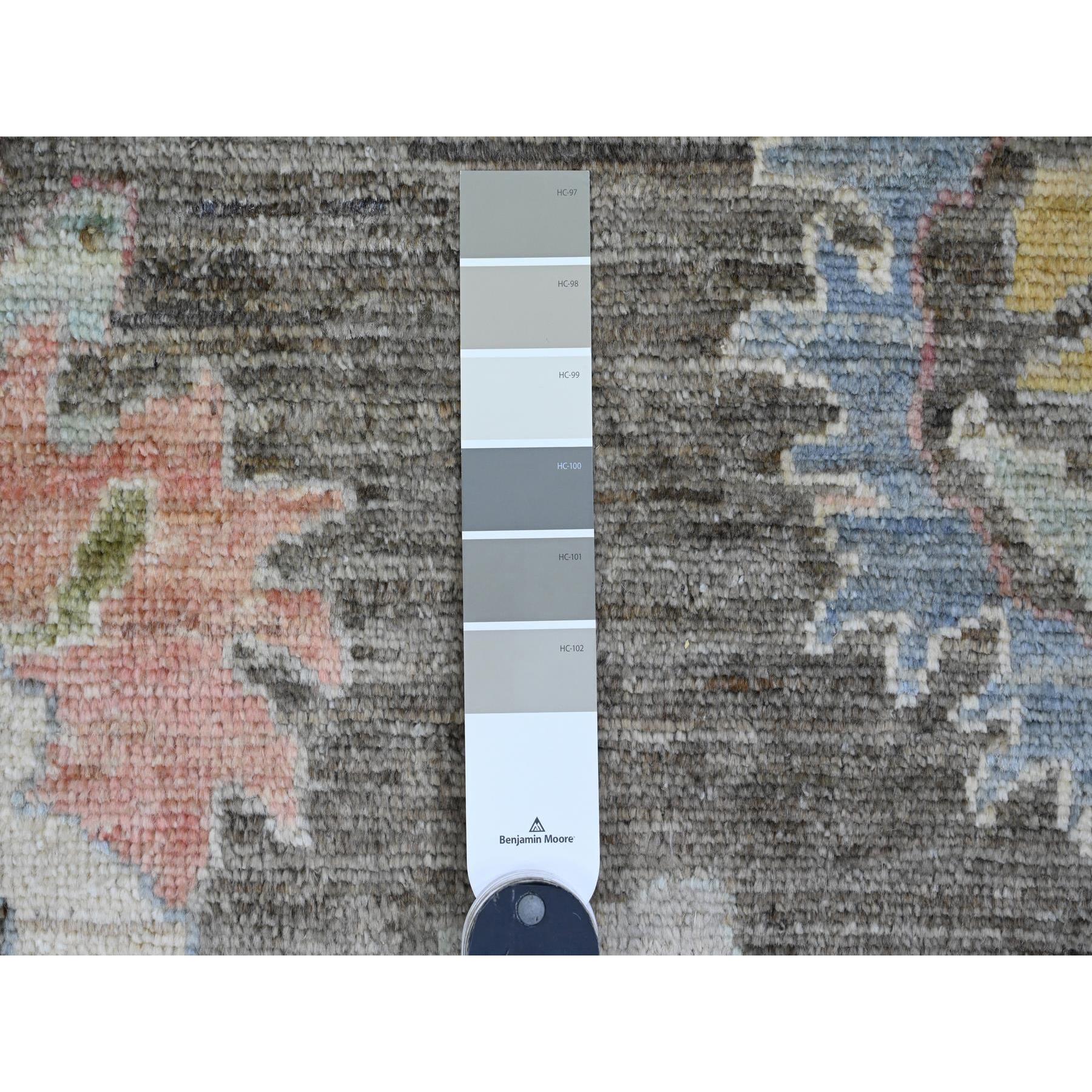 8'x9'10" Umber Brown, 100% Wool, Natural Dyes, Afghan Angora Oushak with Floral Pattern, Hand Knotted, Oriental Rug Sh89777