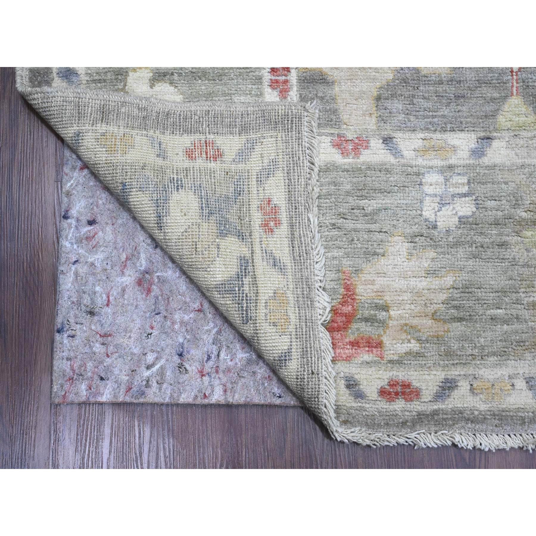 8'x10'6" Dim Gray, Afghan Angora Oushak with Floral Design, Natural Dyes, Pure Wool, Hand Knotted, Oriental Rug Sh89778