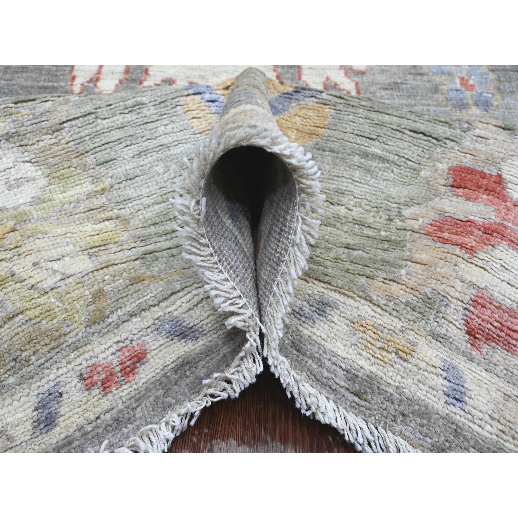 8'x10'6" Dim Gray, Afghan Angora Oushak with Floral Design, Natural Dyes, Pure Wool, Hand Knotted, Oriental Rug Sh89778