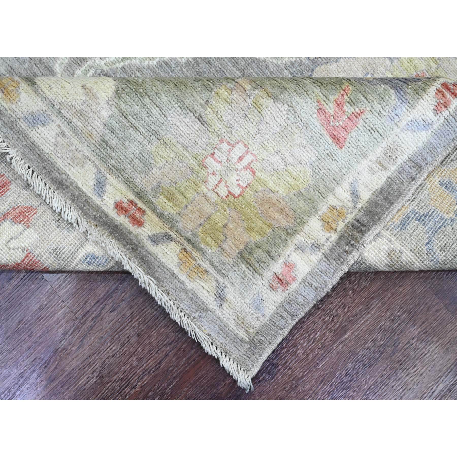 8'x10'6" Dim Gray, Afghan Angora Oushak with Floral Design, Natural Dyes, Pure Wool, Hand Knotted, Oriental Rug Sh89778