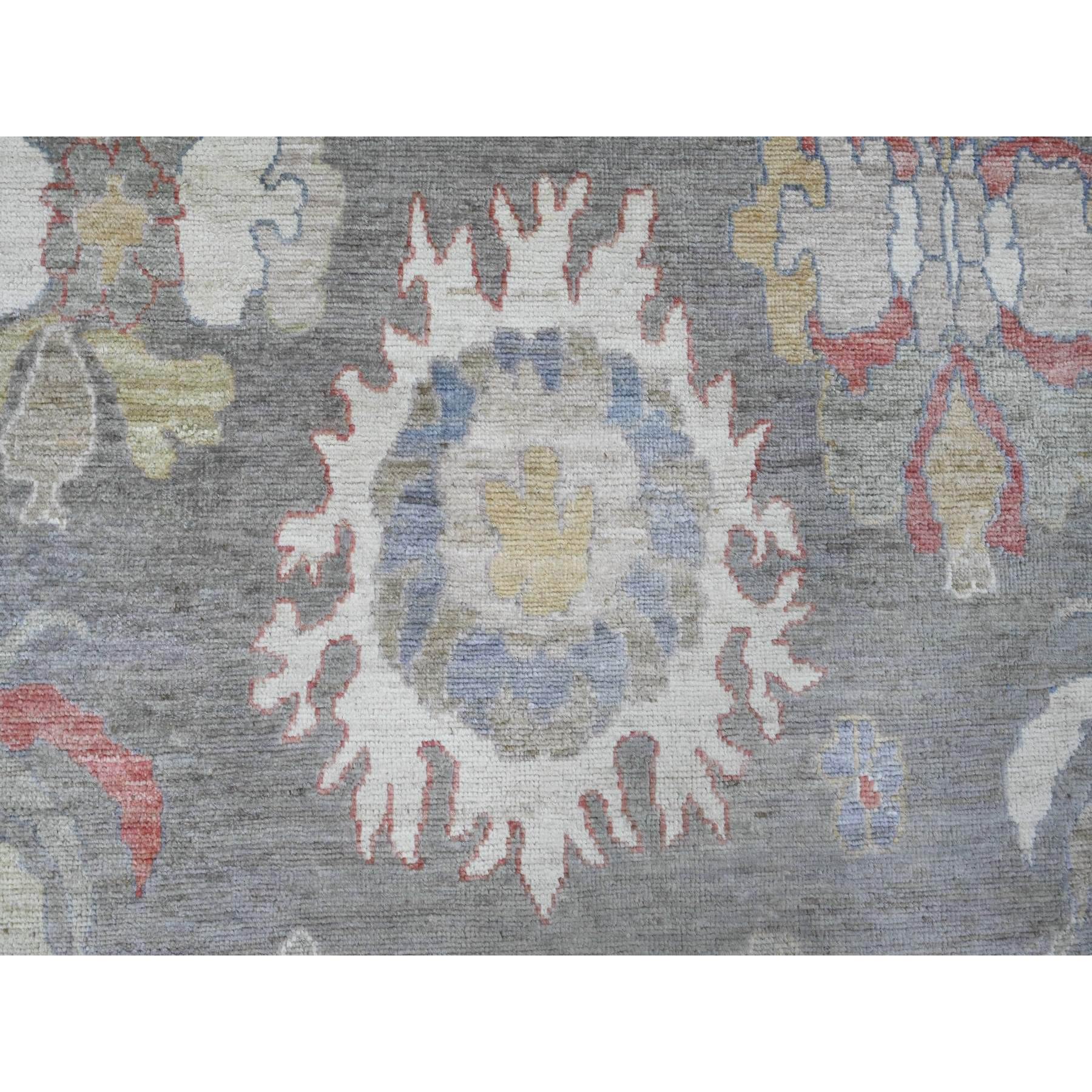 8'x10'6" Dim Gray, Afghan Angora Oushak with Floral Design, Natural Dyes, Pure Wool, Hand Knotted, Oriental Rug Sh89778