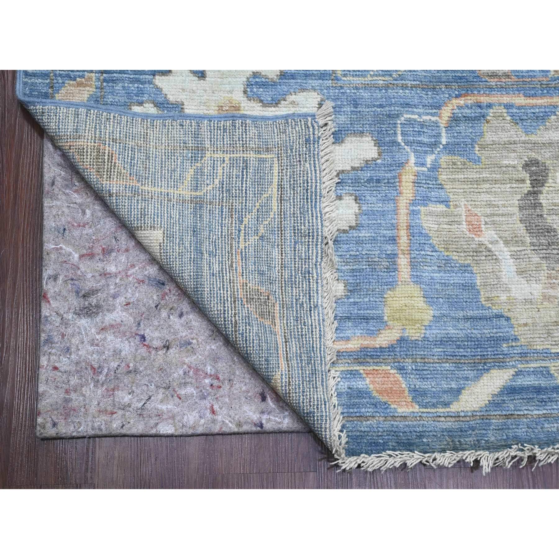 9'10"x13'7" Bayern Blue, Hand Knotted, Afghan Angora Oushak with All Over Leaf Design, Veggie Dyes, 100% Wool, Oriental Rug Sh89781