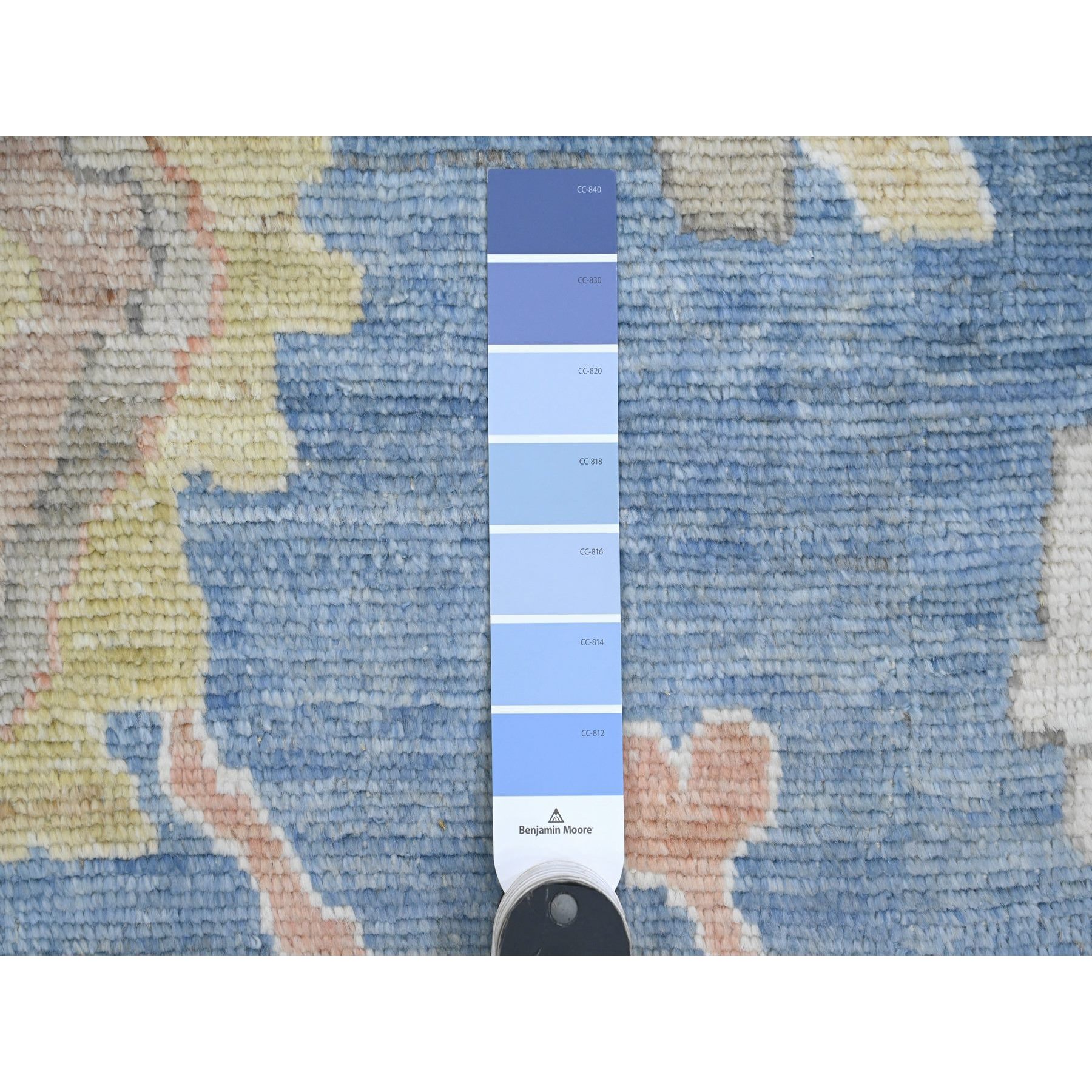 9'10"x13'7" Bayern Blue, Hand Knotted, Afghan Angora Oushak with All Over Leaf Design, Veggie Dyes, 100% Wool, Oriental Rug Sh89781