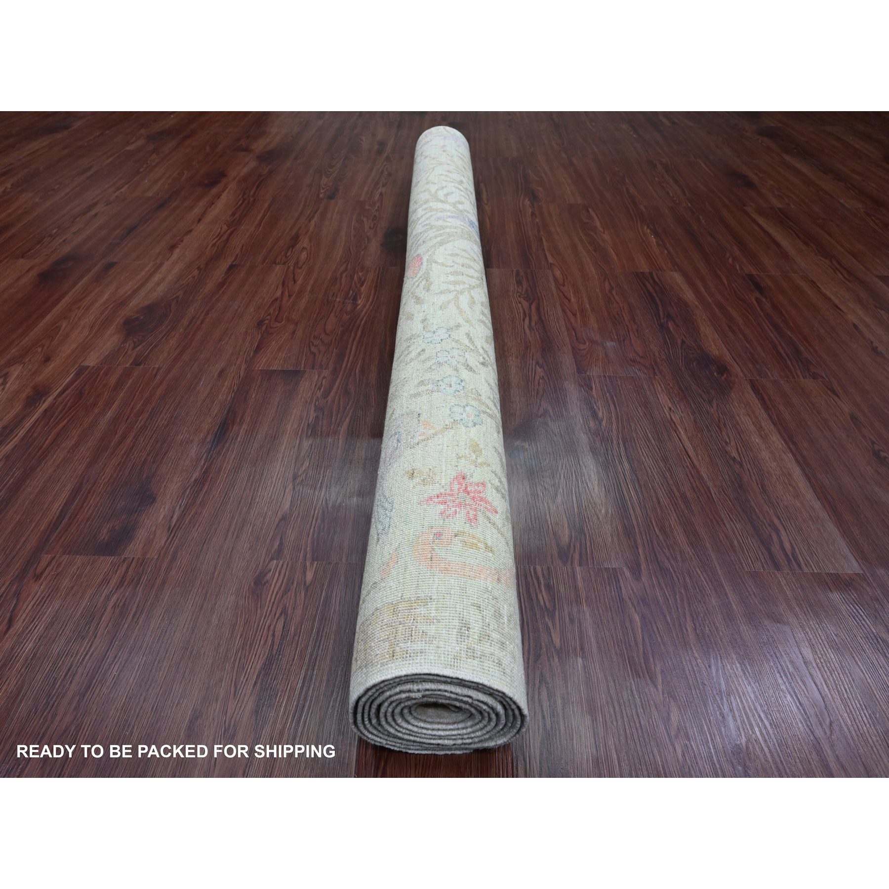 6'x9'1" Pistachio Green, Afghan Peshawar with Birds of Paradise Design, Natural Dyes, Hand Knotted, Soft Wool, Oriental Rug Sh89784