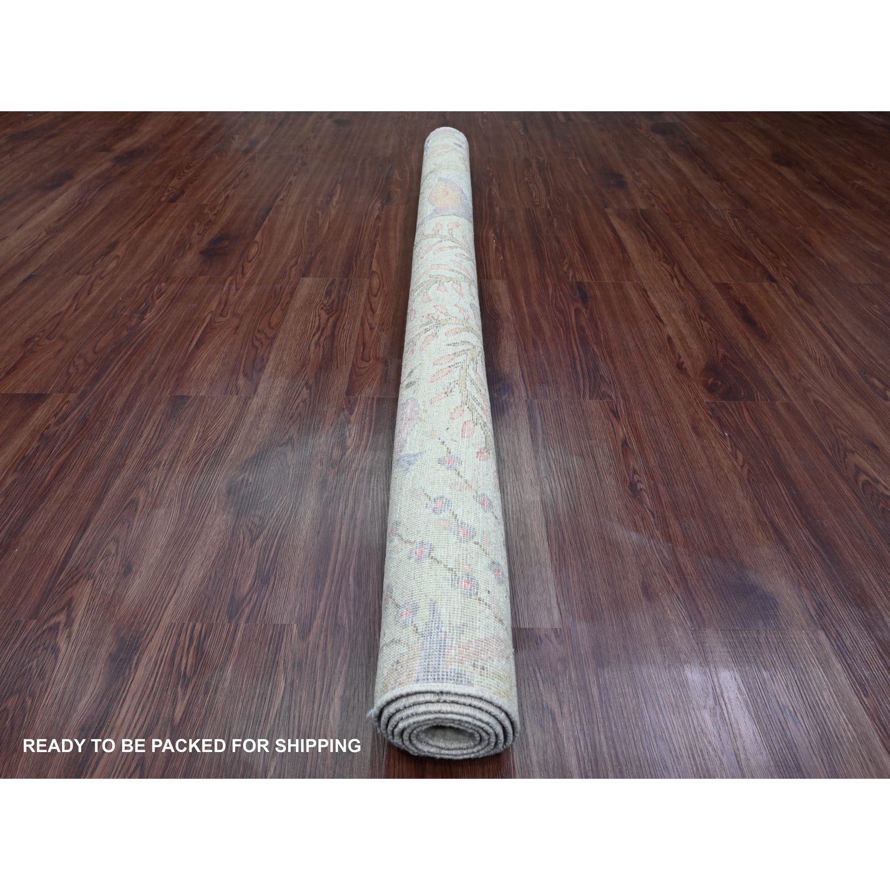 6'1"x6'1" Celadon Green, Afghan Peshawar with Birds of Paradise Design, Vegetable Dyes, Hand Knotted, Soft Wool, Square, Oriental Rug Sh89786