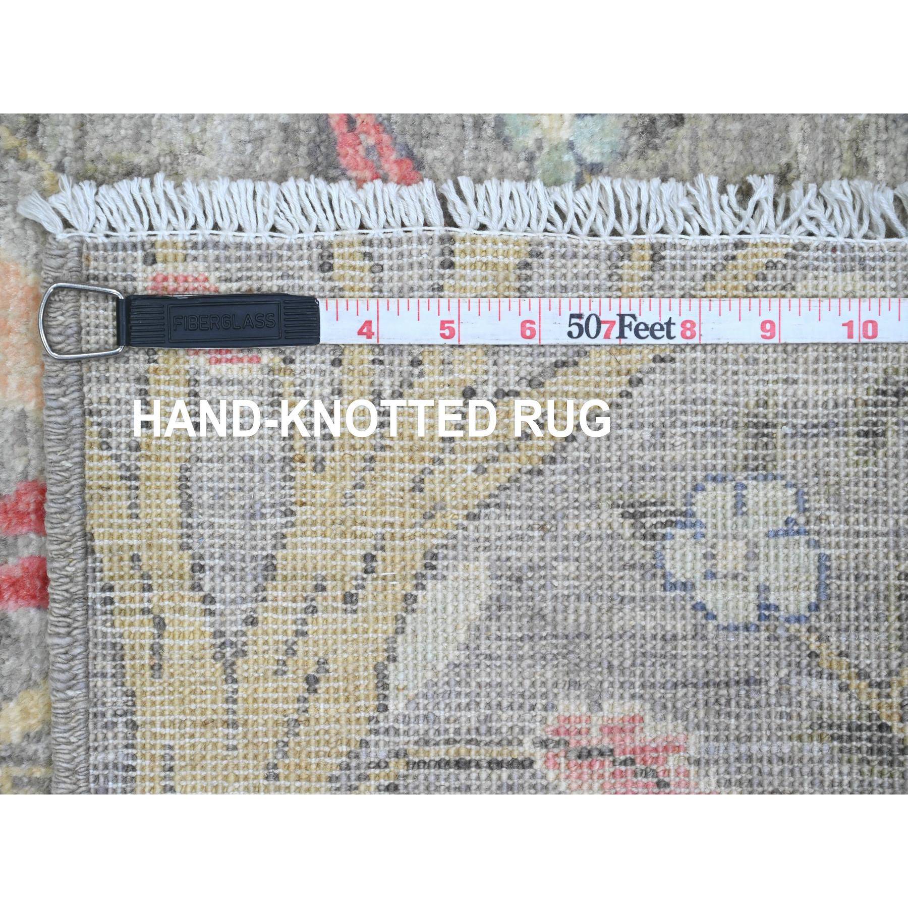 6'1"x8'7" Medium Gray, Afghan Peshawar with Birds of Paradise Design, Hand Knotted, Soft Wool, Vegetable Dyes, Oriental Rug Sh89788