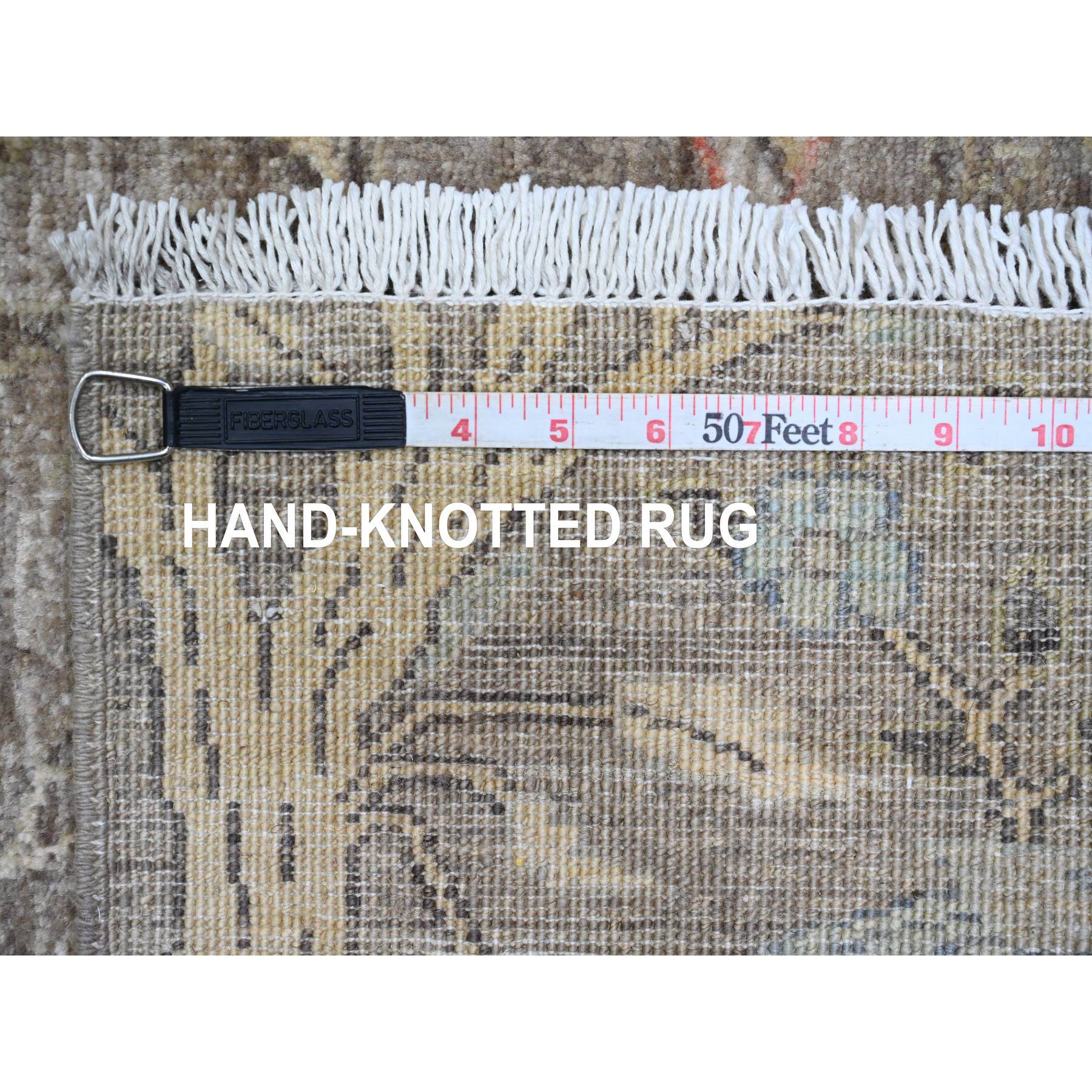 6'x8'10" Cedar Brown, Hand Knotted, Afghan Peshawar with Birds of Paradise Design, Soft Wool, Vegetable Dyes, Oriental Rug Sh89789