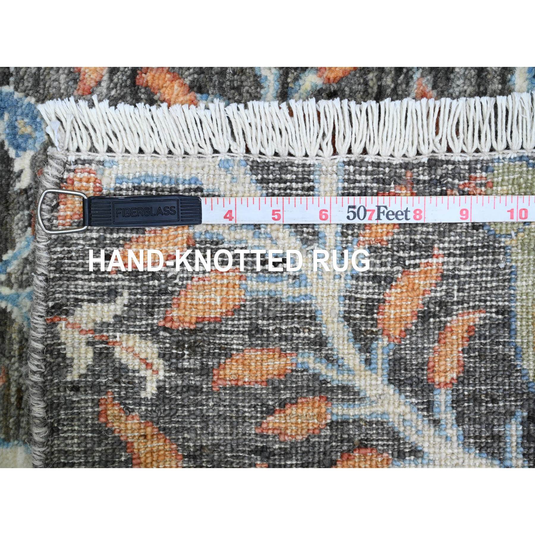 2'6"x23'8" Dim Gray, Hand Knotted, Afghan Peshawar with Birds of Paradise Design, Natural Dyes, Soft Wool, XL Runner, Oriental Rug Sh89793