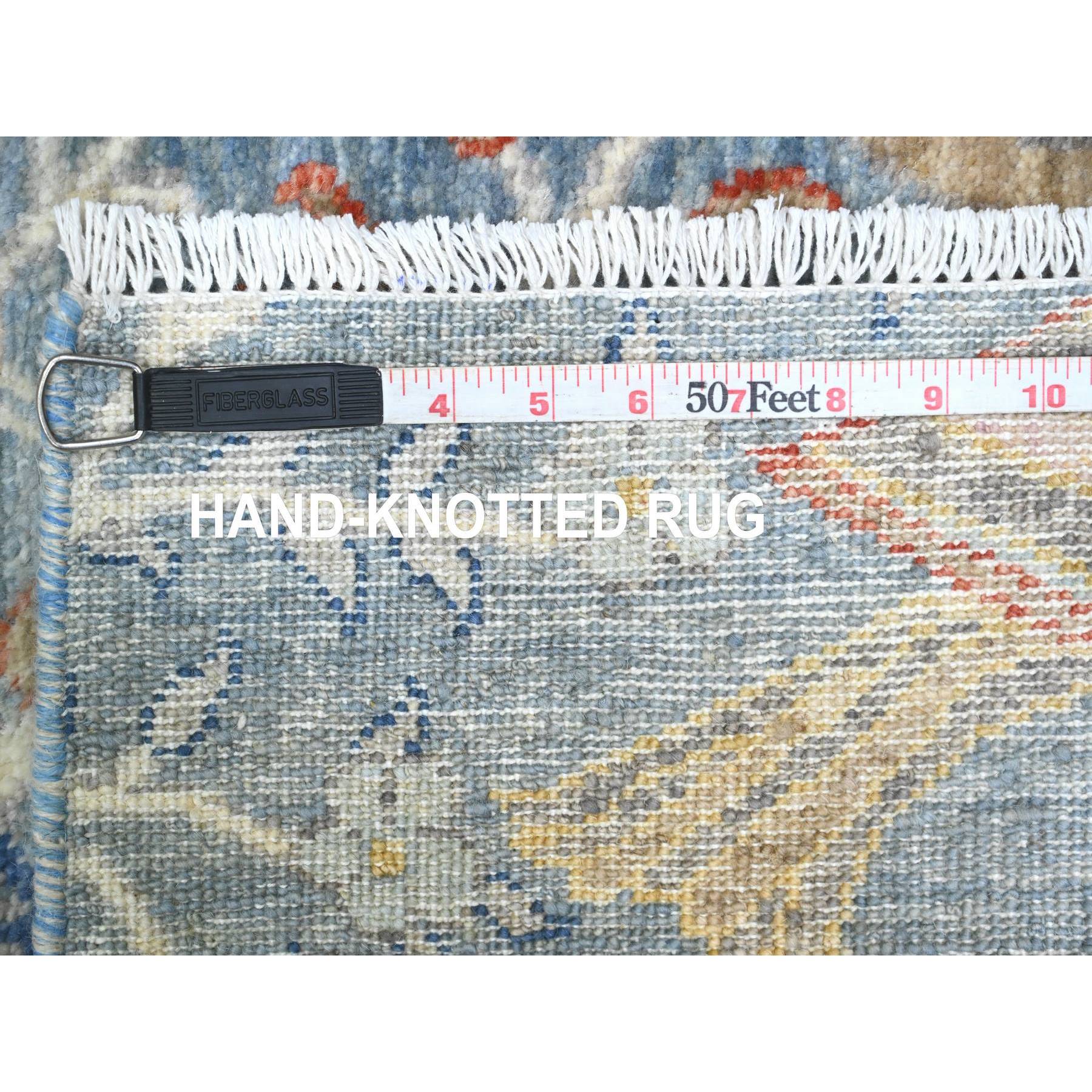2'7"x25'8" Ruddy Blue, Hand Knotted, Afghan Peshawar with Birds of Paradise Design, Natural Dyes, 100% Soft Wool, XL Runner, Oriental Rug Sh89794