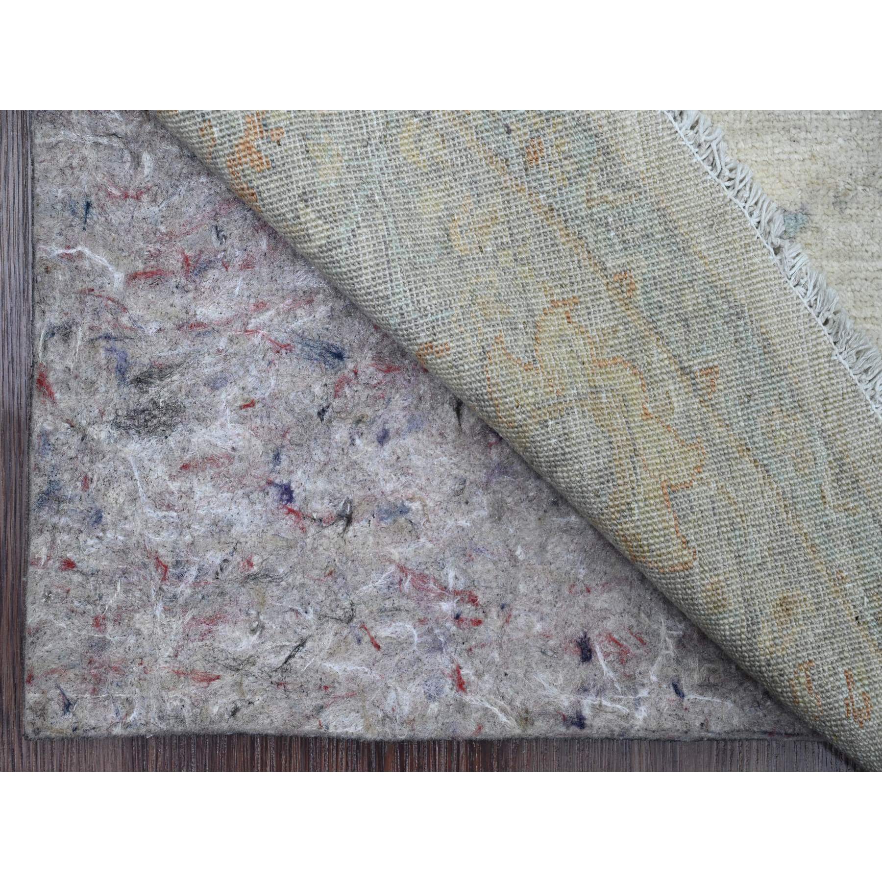 7'9"x7'9" Cascading White, Washed Out Peshawar with Heriz All Over Design, High Mountain Wool, Densely Woven, Hand Knotted, Round, Oriental Rug Sh89796