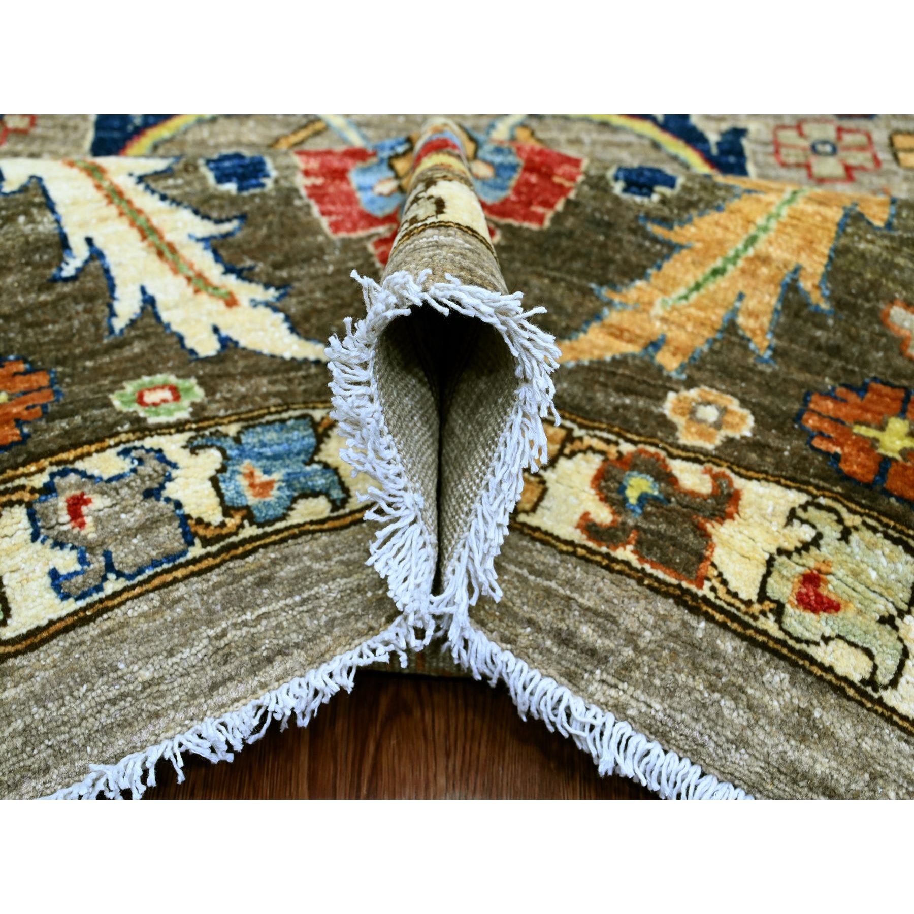 10'x13'4" Stone Gray, Aryana Grade, Peshawar with Heriz All Over Design, Colorful, High Mountain Wool, Densely Woven, Hand Knotted, Vegetable Dyes, Oriental Rug Sh89798