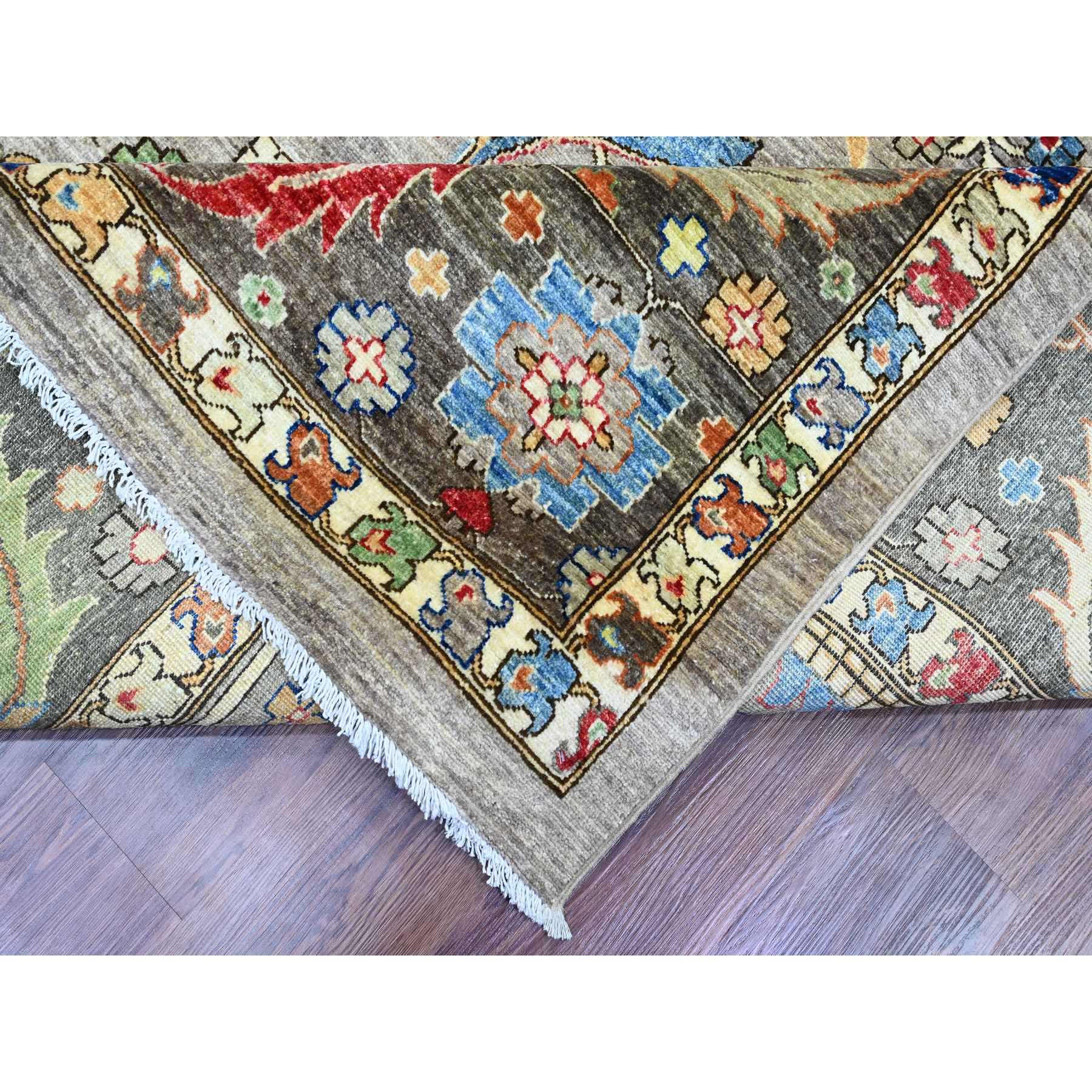 10'x13'4" Stone Gray, Aryana Grade, Peshawar with Heriz All Over Design, Colorful, High Mountain Wool, Densely Woven, Hand Knotted, Vegetable Dyes, Oriental Rug Sh89798