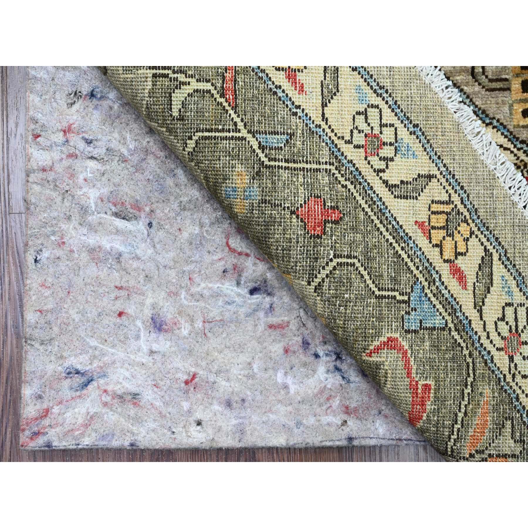 10'x10' Sonic Gray, Peshawar with Heriz Design, Densely Woven, Aryana Collection, High Mountain Wool, Hand Knotted, Vegetable Dyes, Round, Oriental Rug Sh89800