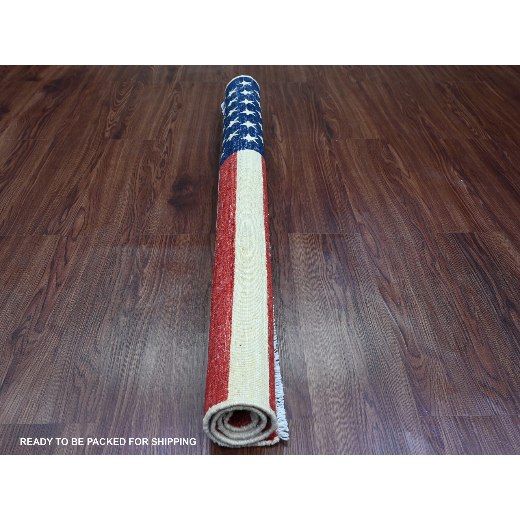 2'6"x3'9" Old Glory Red, Wall Hanging, American Flag, Hand Knotted, Pure Wool, Peshawar, Oriental Rug Sh89802