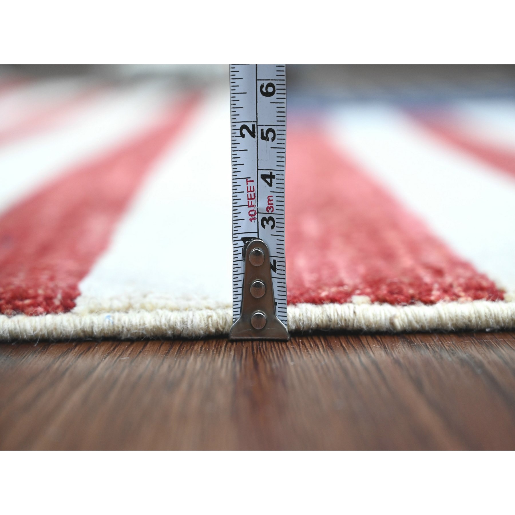 2'6"x3'9" Old Glory Red, Wall Hanging, American Flag, Hand Knotted, Pure Wool, Peshawar, Oriental Rug Sh89802
