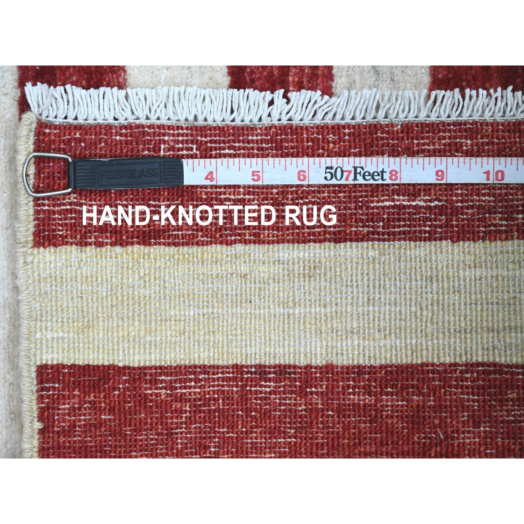 2'6"x3'9" Old Glory Red, Wall Hanging, American Flag, Hand Knotted, Pure Wool, Peshawar, Oriental Rug Sh89802