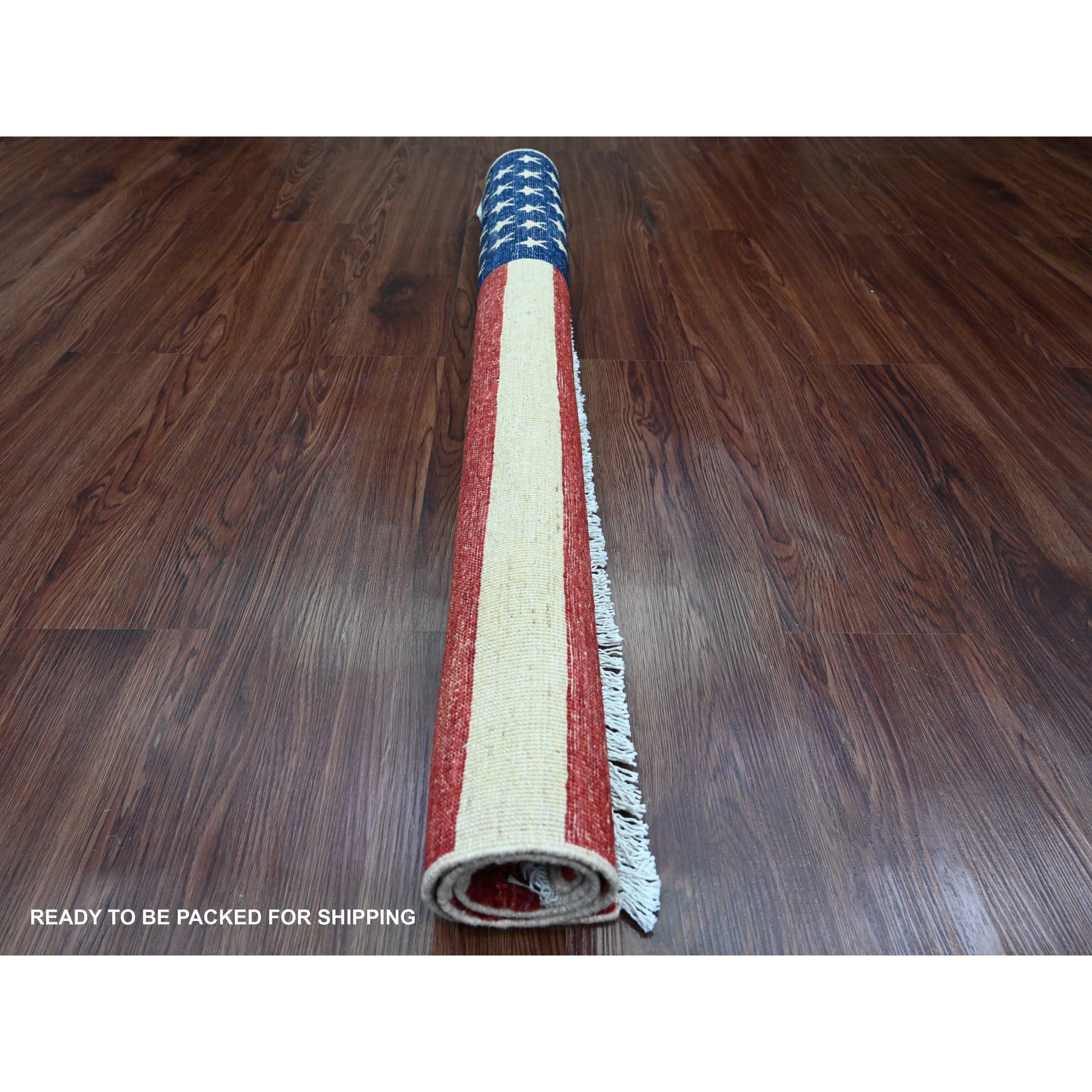2'6"x4' Old Glory Red, American Flag, Hand Knotted, Soft Wool, Peshawar, Wall Hanging, Oriental Rug Sh89803