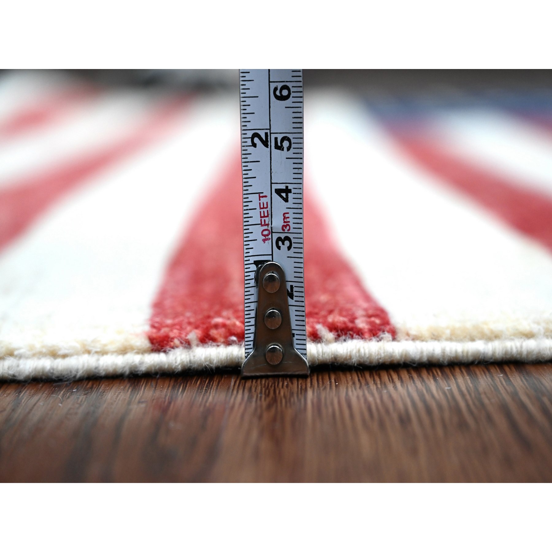 2'6"x4' Old Glory Red, American Flag, Hand Knotted, Soft Wool, Peshawar, Wall Hanging, Oriental Rug Sh89803