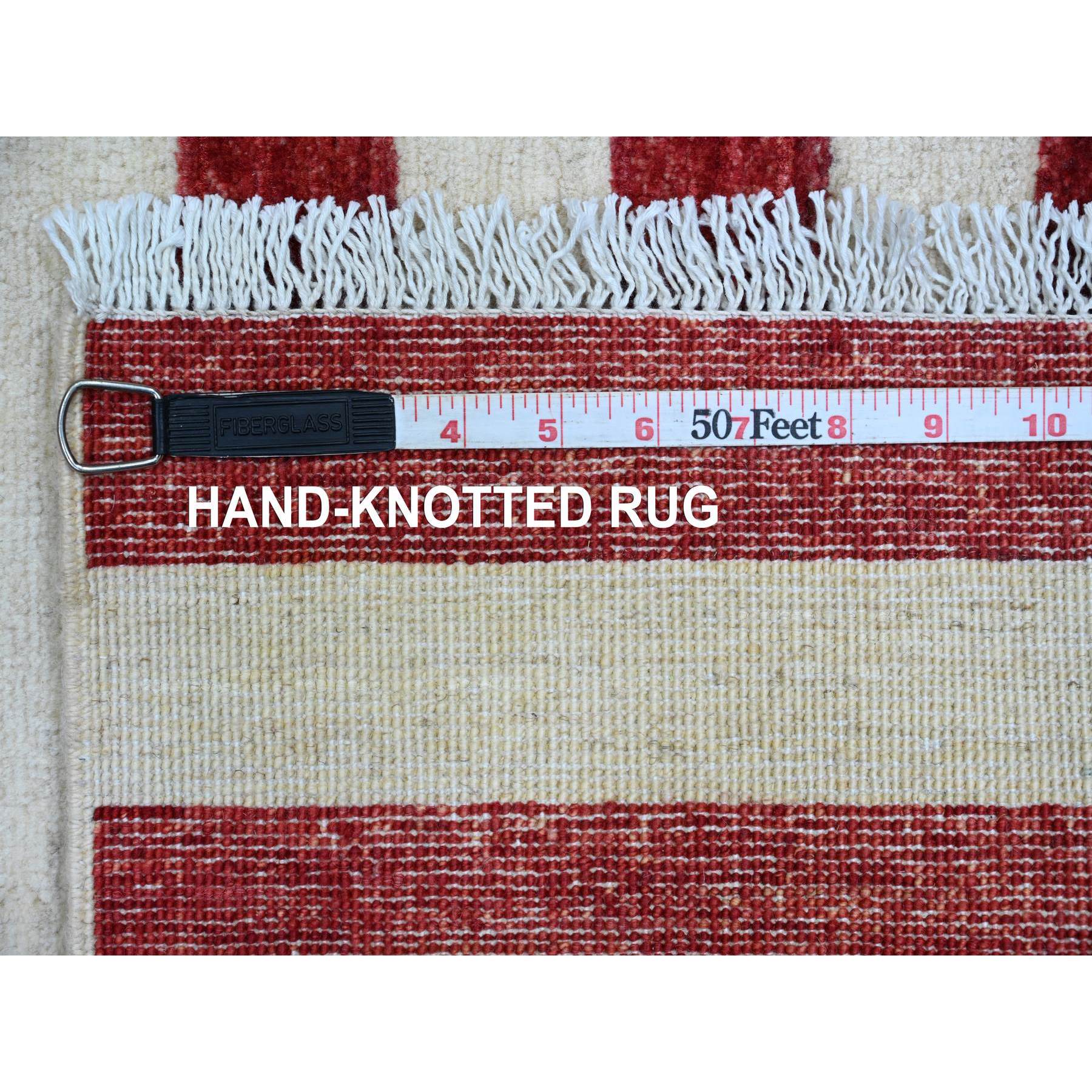 2'6"x4' Old Glory Red, American Flag, Hand Knotted, Soft Wool, Peshawar, Wall Hanging, Oriental Rug Sh89803