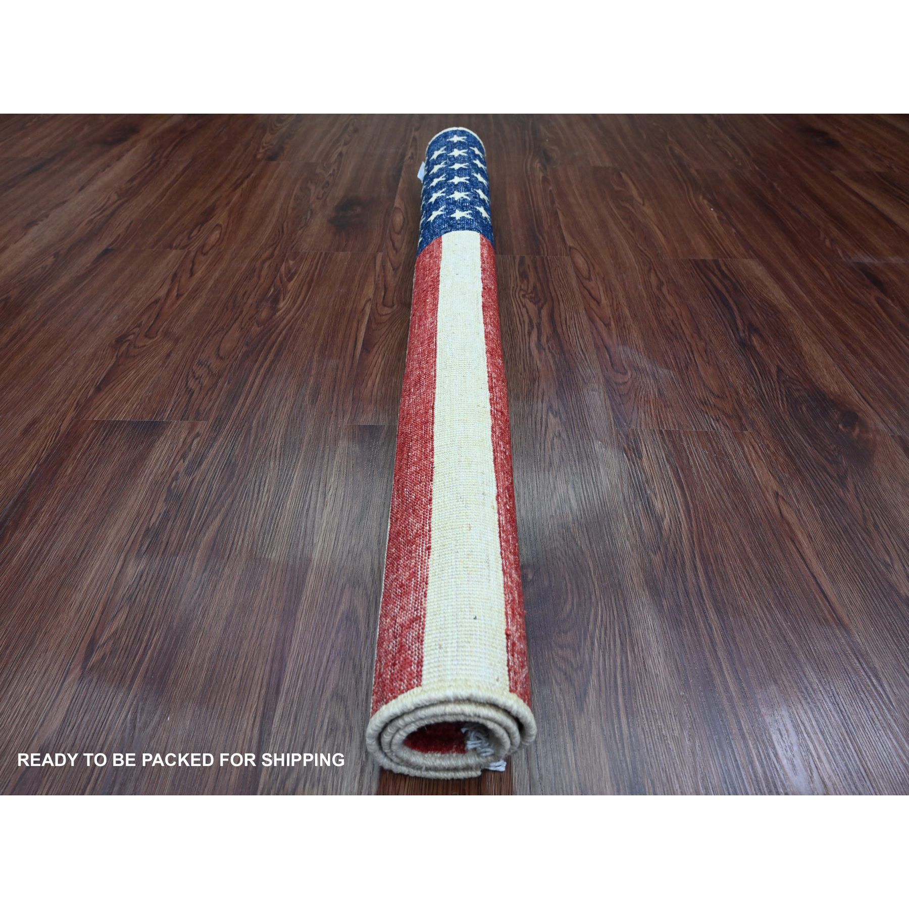 2'5"x4' Old Glory Red, Wall Hanging, American Flag, Hand Knotted, Soft Wool, Peshawar, Oriental Rug Sh89804