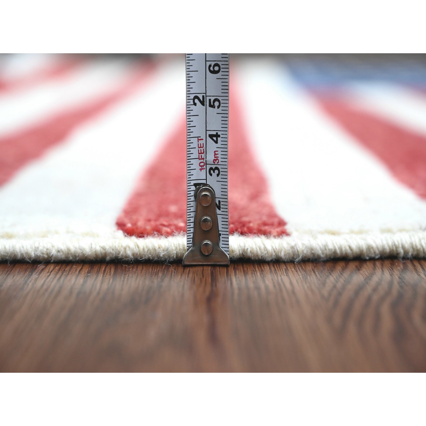2'5"x4' Old Glory Red, Wall Hanging, American Flag, Hand Knotted, Soft Wool, Peshawar, Oriental Rug Sh89804