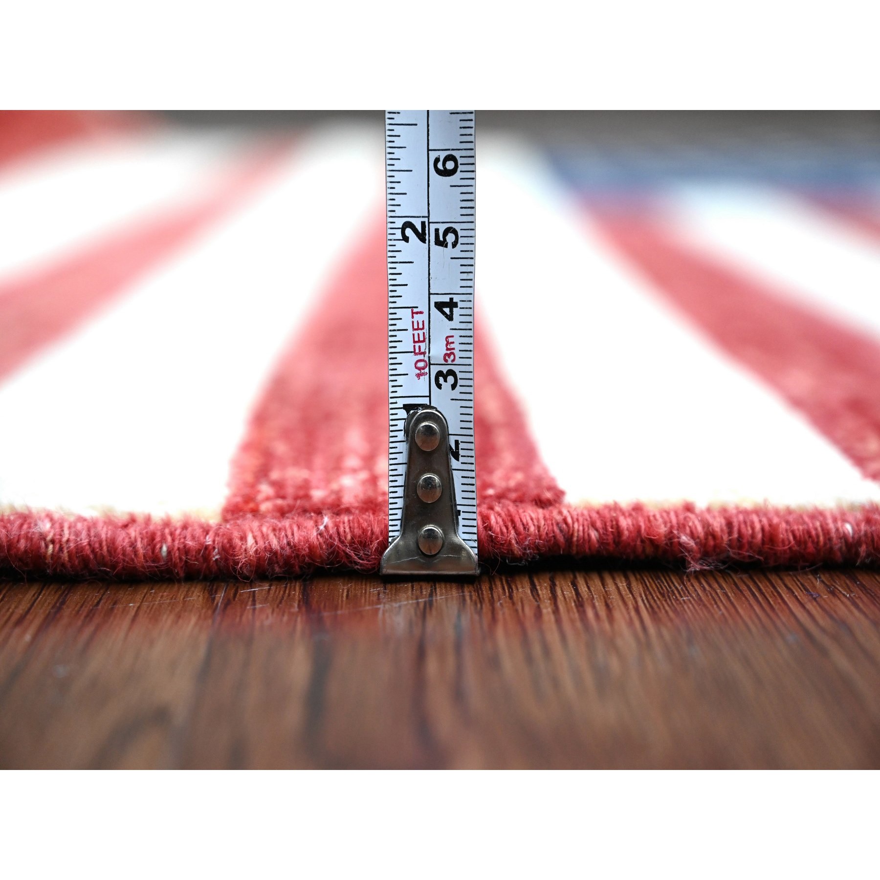 2'6"x4' Old Glory Red, Hand Knotted, American Flag, Soft Wool, Peshawar, Wall Hanging, Oriental Rug Sh89805