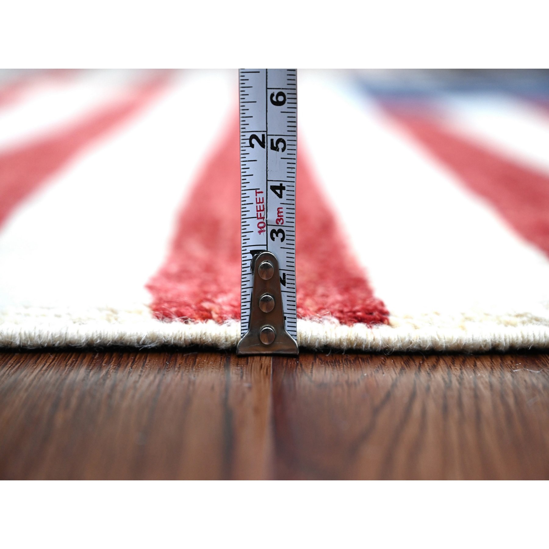2'7"x3'10" Old Glory Red, American Flag, Wall Hanging, Hand Knotted, Soft Wool, Peshawar, Oriental Rug Sh89806