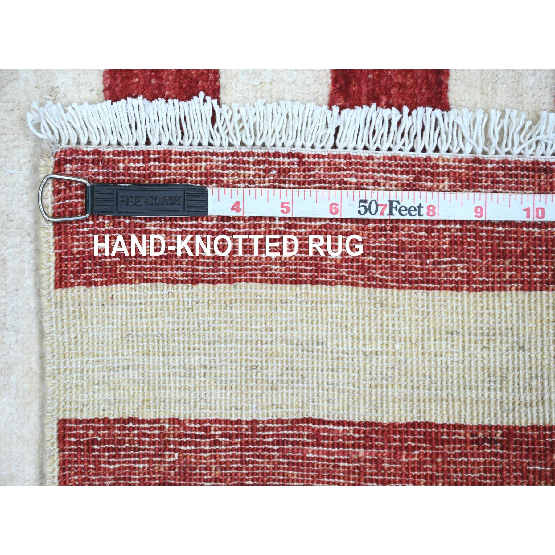 2'7"x3'10" Old Glory Red, American Flag, Wall Hanging, Hand Knotted, Soft Wool, Peshawar, Oriental Rug Sh89806