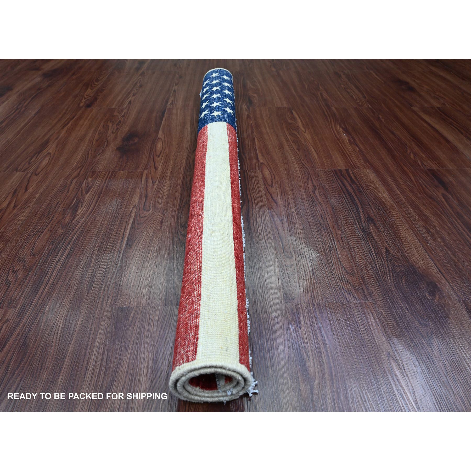 2'5"x4' Old Glory Red, American Flag, Hand Knotted, Soft Wool, Peshawar, Wall Hanging, Oriental Rug Sh89808