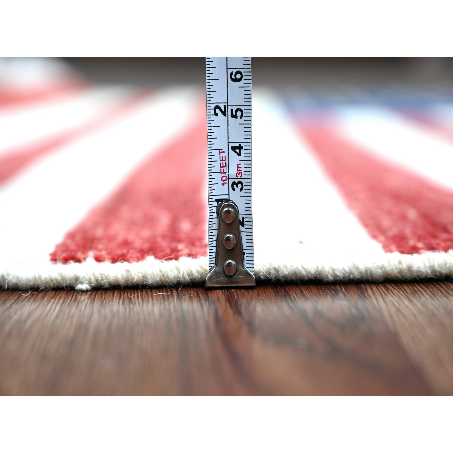 2'5"x4' Old Glory Red, American Flag, Hand Knotted, Soft Wool, Peshawar, Wall Hanging, Oriental Rug Sh89808