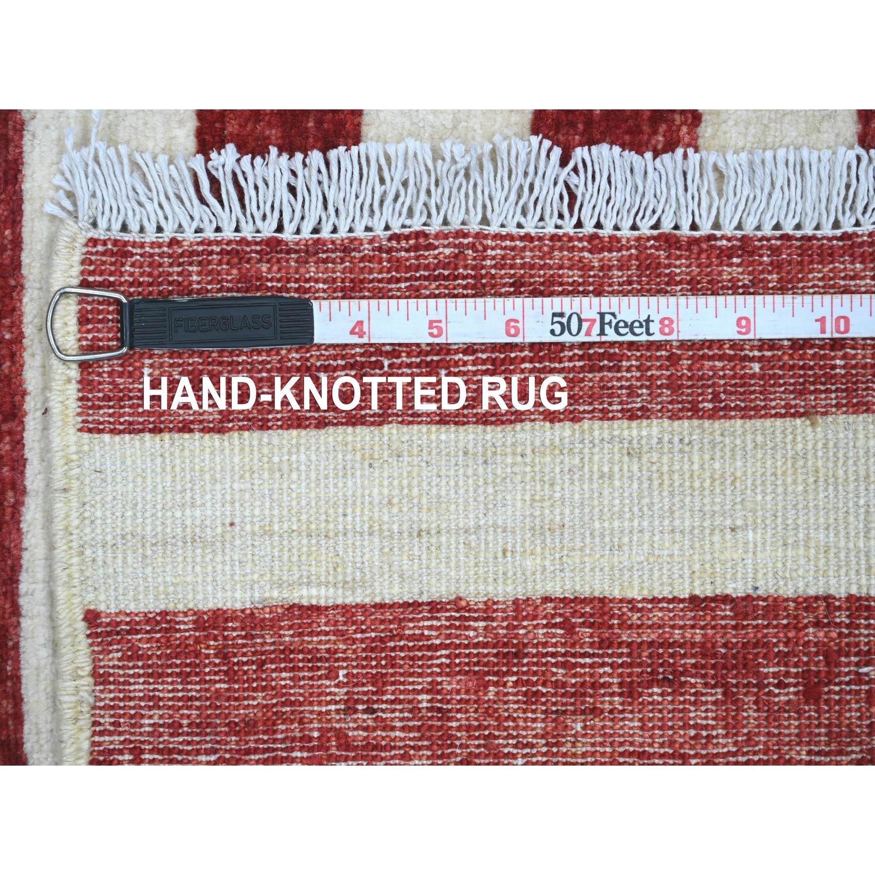 2'5"x4' Old Glory Red, American Flag, Hand Knotted, Soft Wool, Peshawar, Wall Hanging, Oriental Rug Sh89808