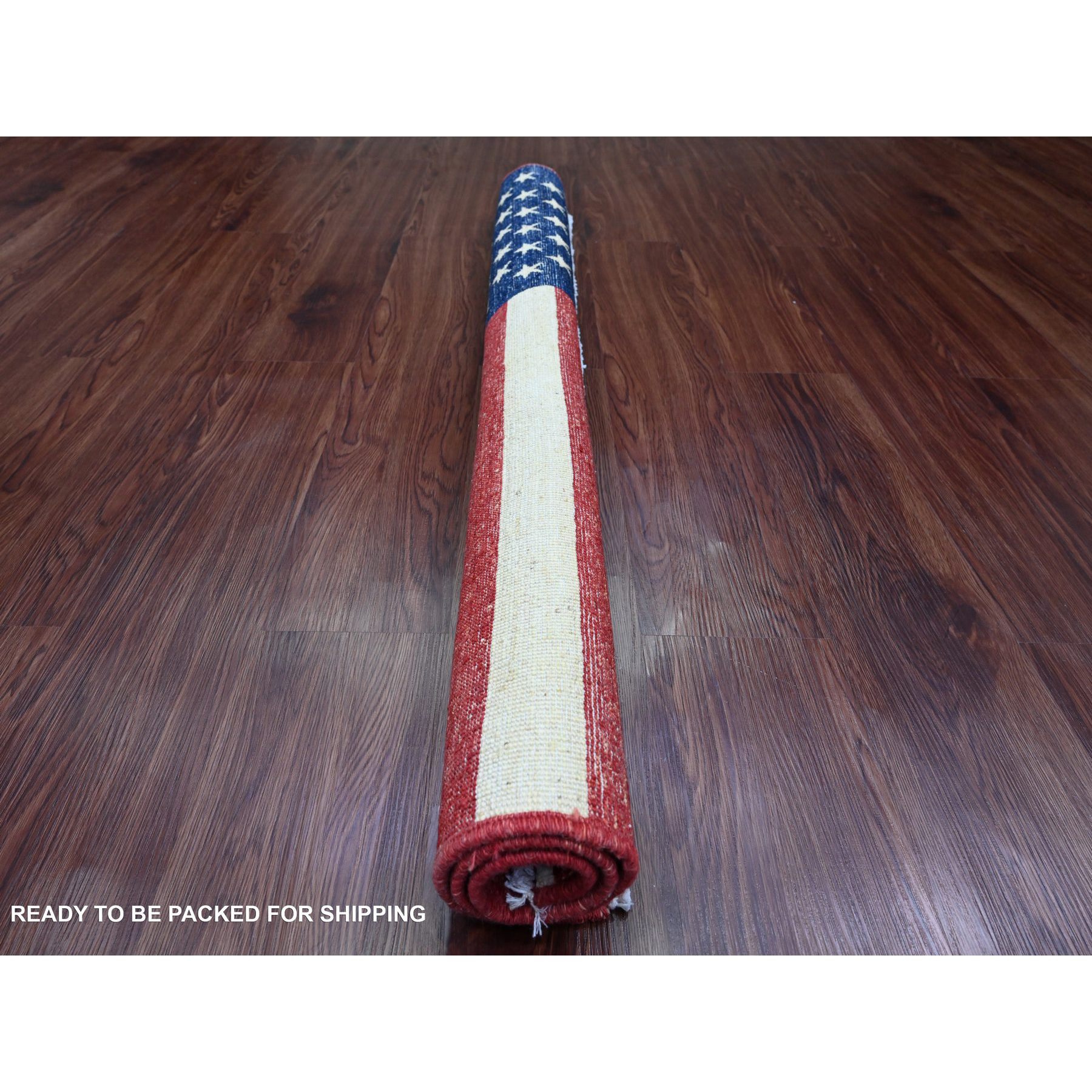 2'6"x4' Old Glory Red, Hand Knotted, American Flag, Soft Wool, Peshawar, Wall Hanging, Oriental Rug Sh89809