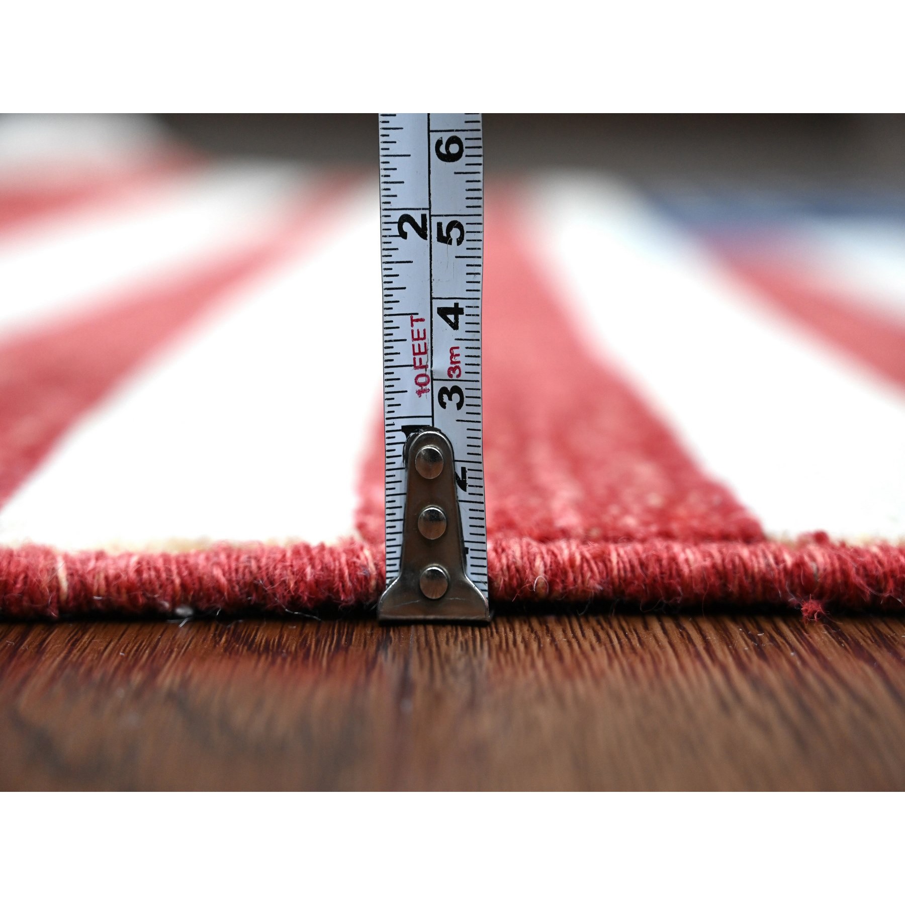 2'6"x4' Old Glory Red, Hand Knotted, American Flag, Soft Wool, Peshawar, Wall Hanging, Oriental Rug Sh89809
