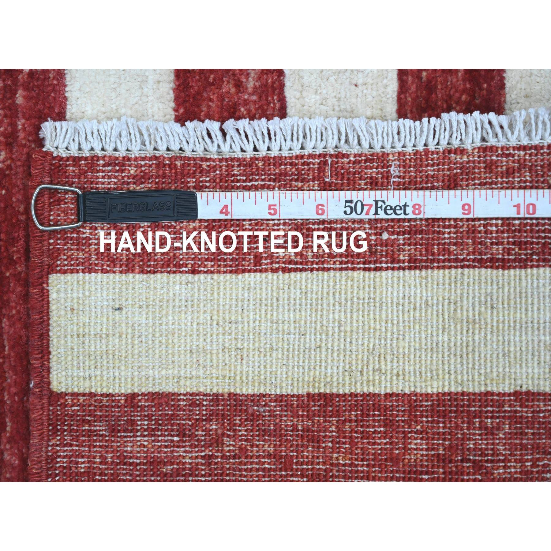 2'6"x4' Old Glory Red, Hand Knotted, American Flag, Soft Wool, Peshawar, Wall Hanging, Oriental Rug Sh89809