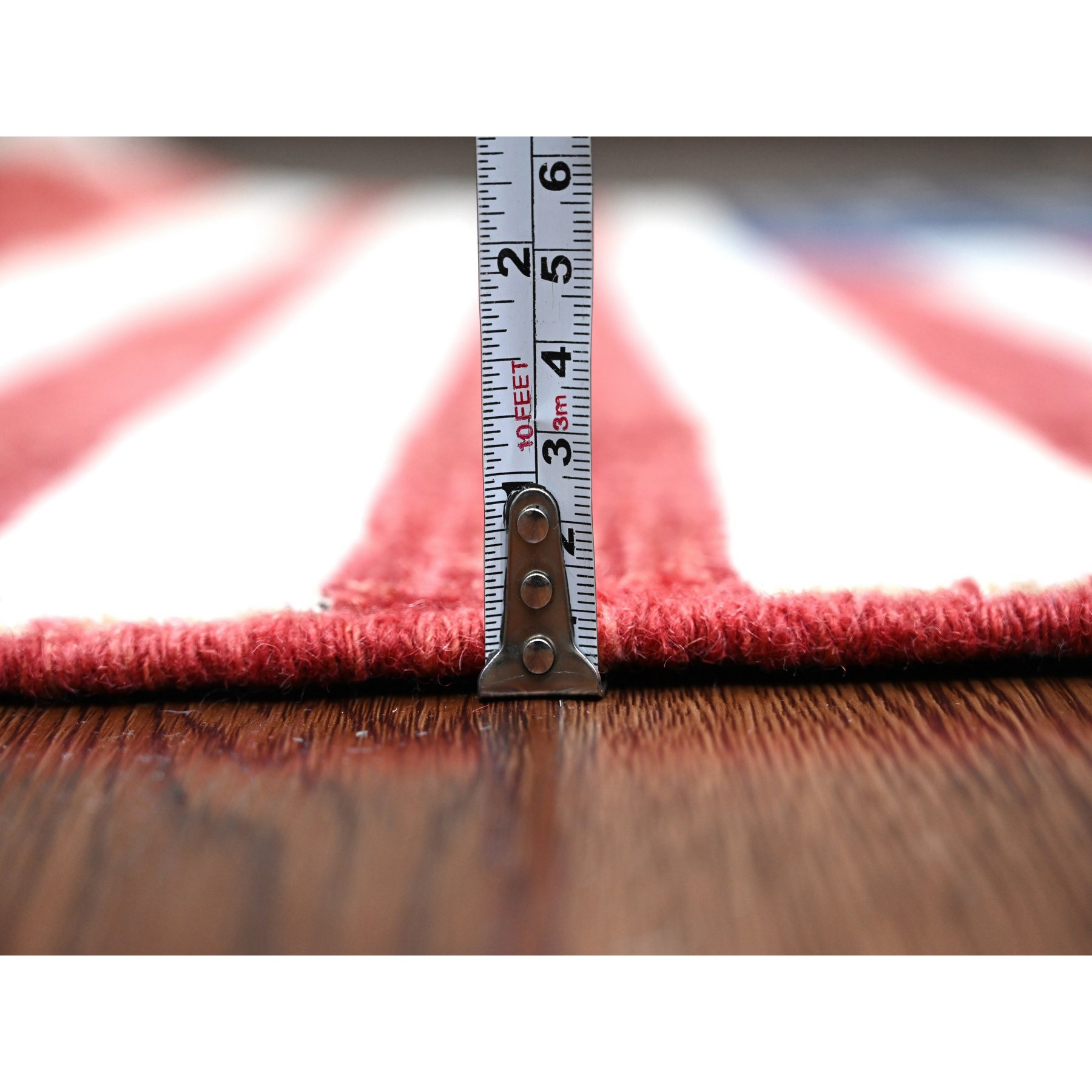 2'6"x4' Old Glory Red, Wall Hanging, American Flag, Hand Knotted, Soft Wool, Peshawar, Oriental Rug Sh89810