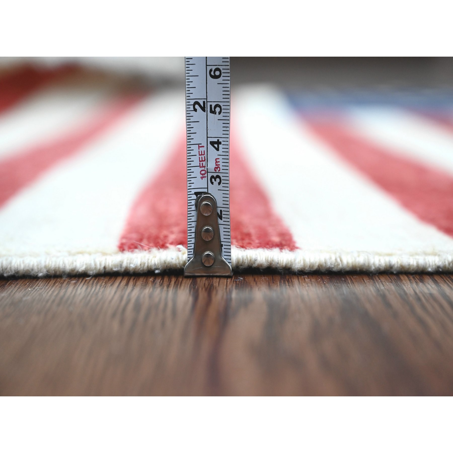2'5"x4' Old Glory Red, Soft Wool, American Flag, Hand Knotted, Peshawar, Wall Hanging, Oriental Rug Sh89811