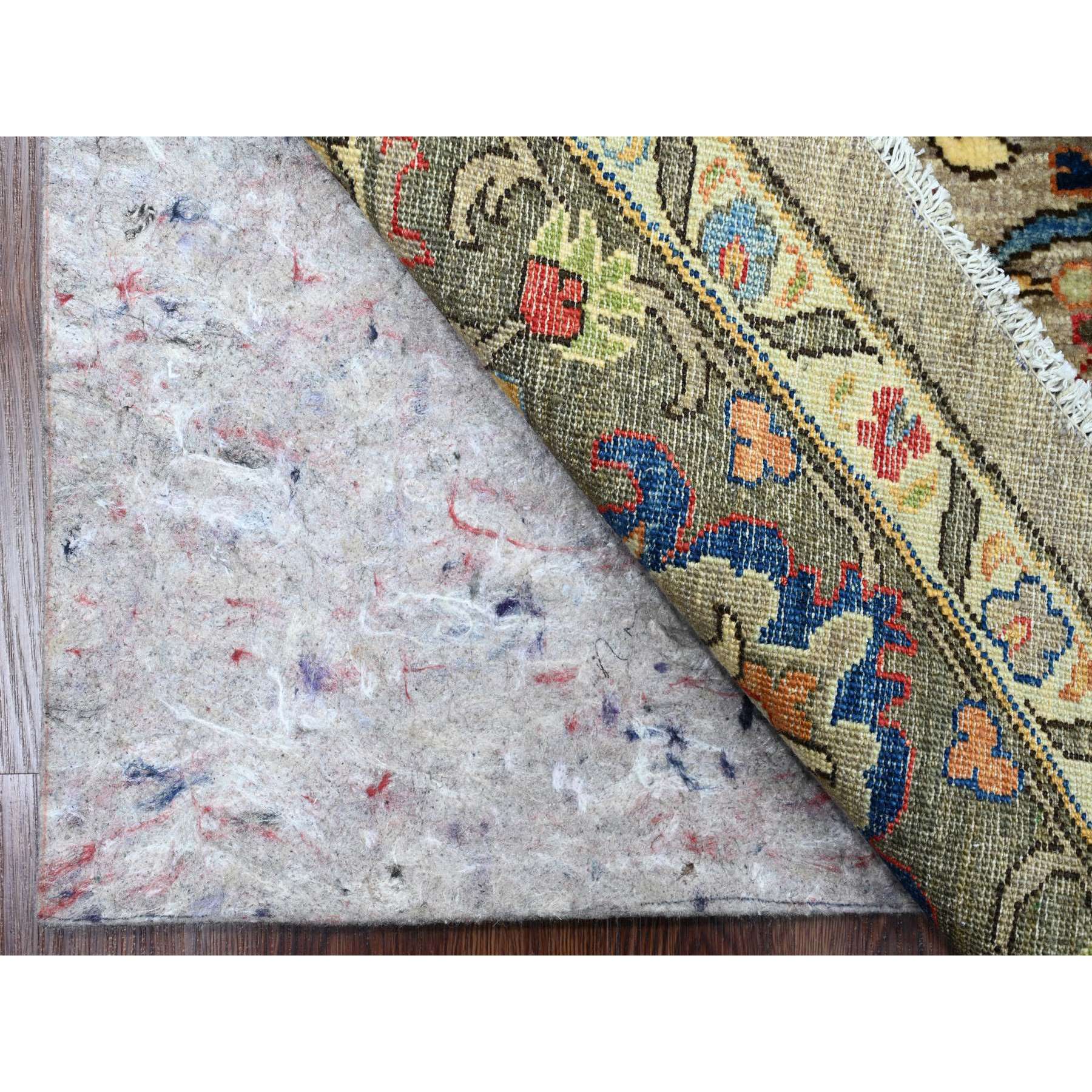 8'x8' Spanish Gray, Peshawar with Bijar Garus Design, Aryana Grade, Vegetable Dyes, Hand Knotted, Densely Woven, High Mountain Wool, Round, Oriental Rug Sh89812