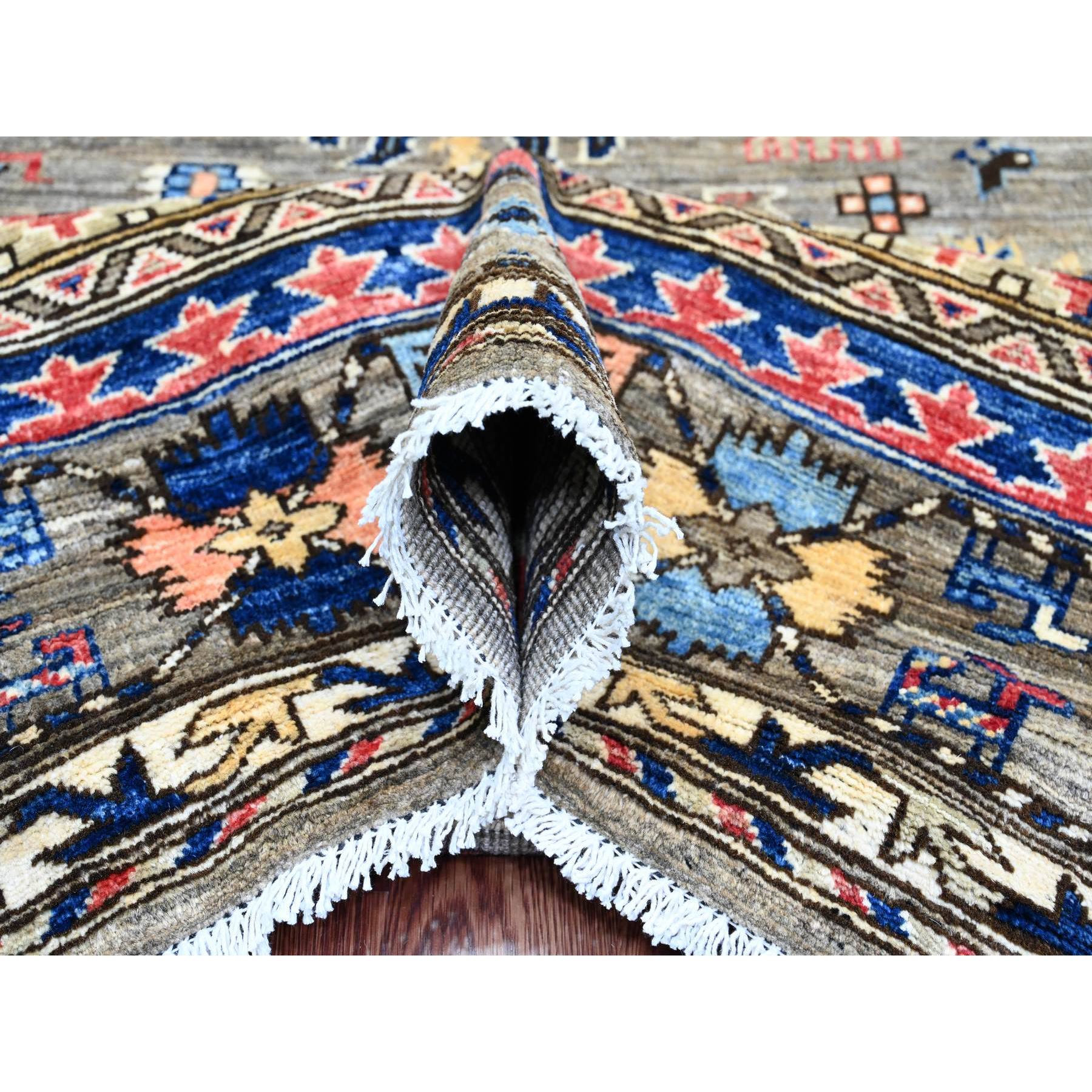 8'2"x10' Sonic Gray, Aryana Grade, All Over Caucasian Gul Motifs, Vegetable Dyes, High Mountain Wool, Hand Knotted, Oriental Rug Sh89813