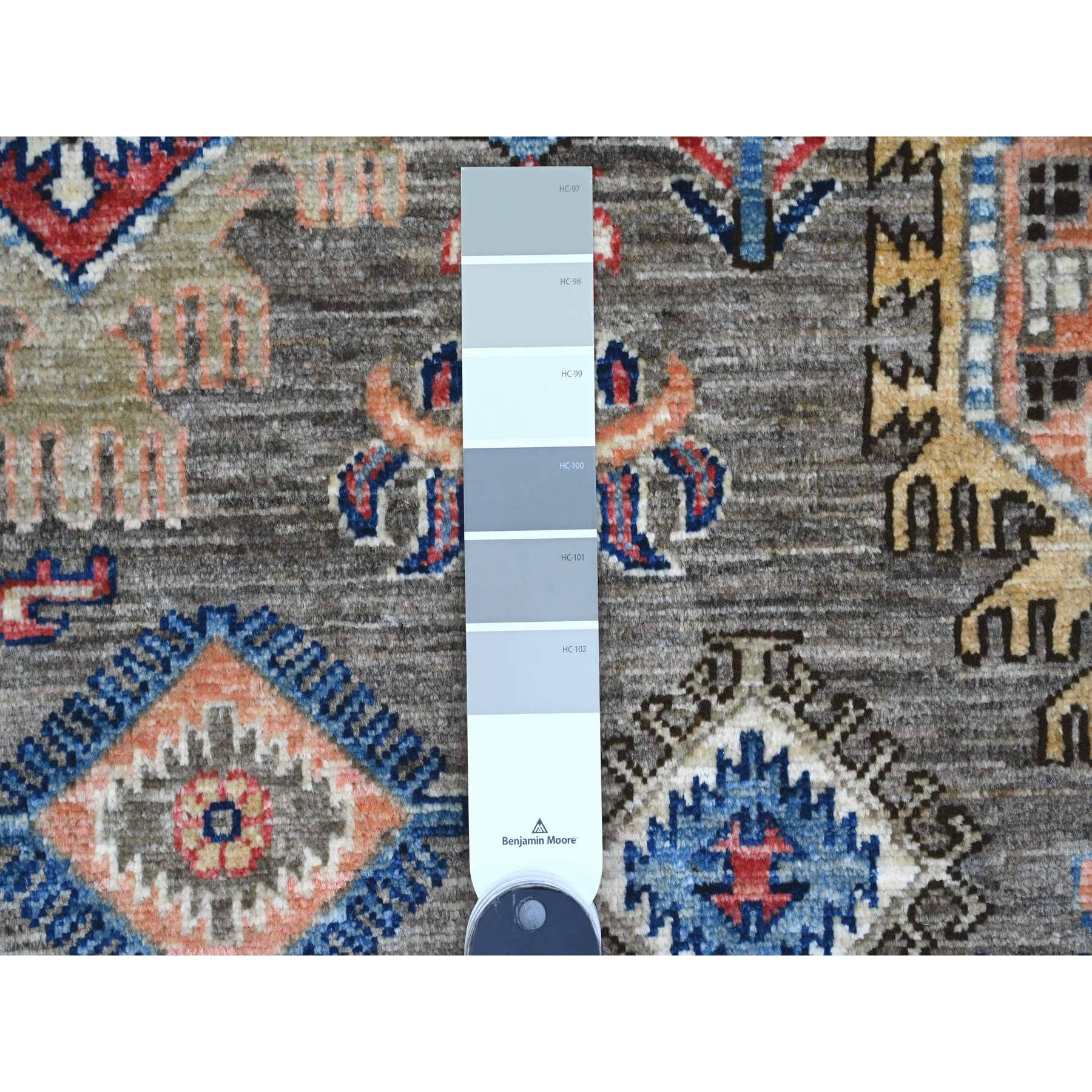 8'2"x10' Sonic Gray, Aryana Grade, All Over Caucasian Gul Motifs, Vegetable Dyes, High Mountain Wool, Hand Knotted, Oriental Rug Sh89813