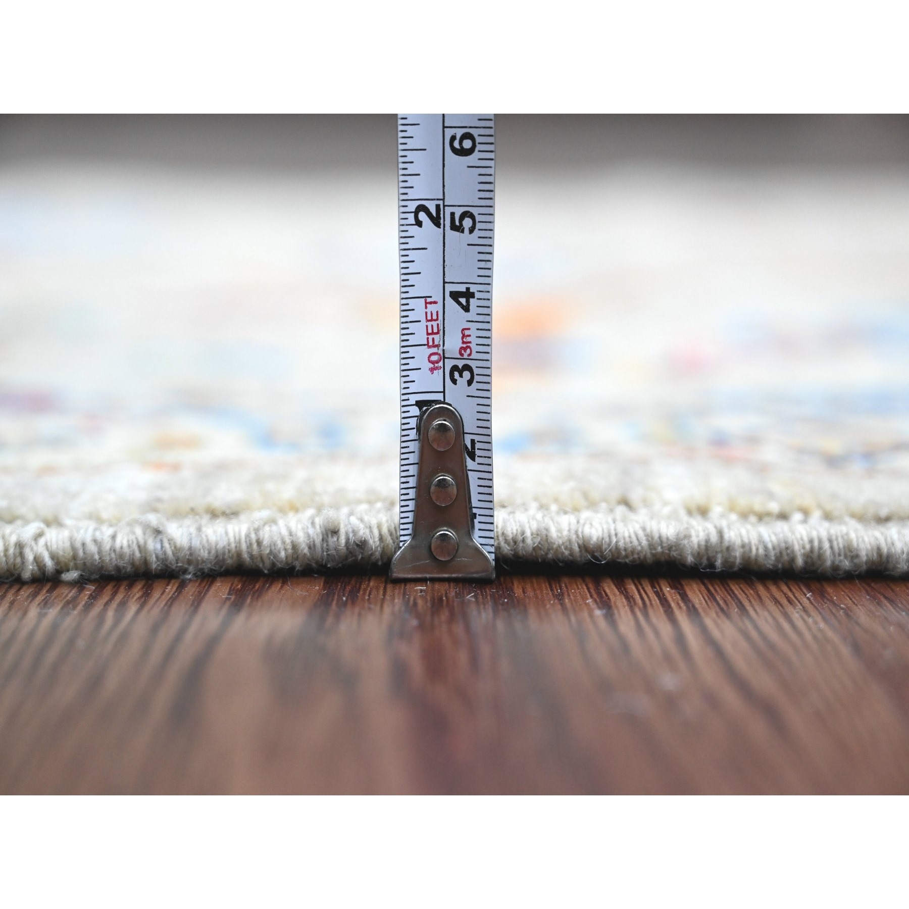 3'x9'8" Pastel Gray, Peshawar with Bijar Garus Design, Aryana Grade, Hand Knotted, Vegetable Dyes, High Mountain Wool, Densely Woven, Runner, Oriental Rug Sh89815